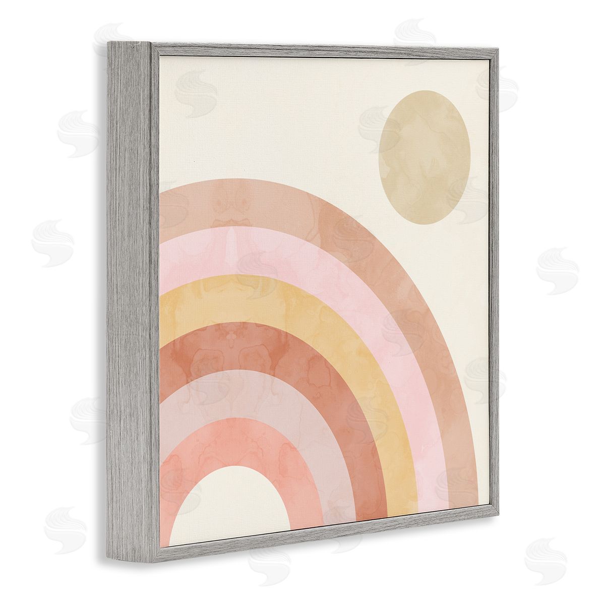 Stupell Studio Pink Desert Rainbow Rising Sun Geometric Arches Gray Framed Glicee Wall Art Print