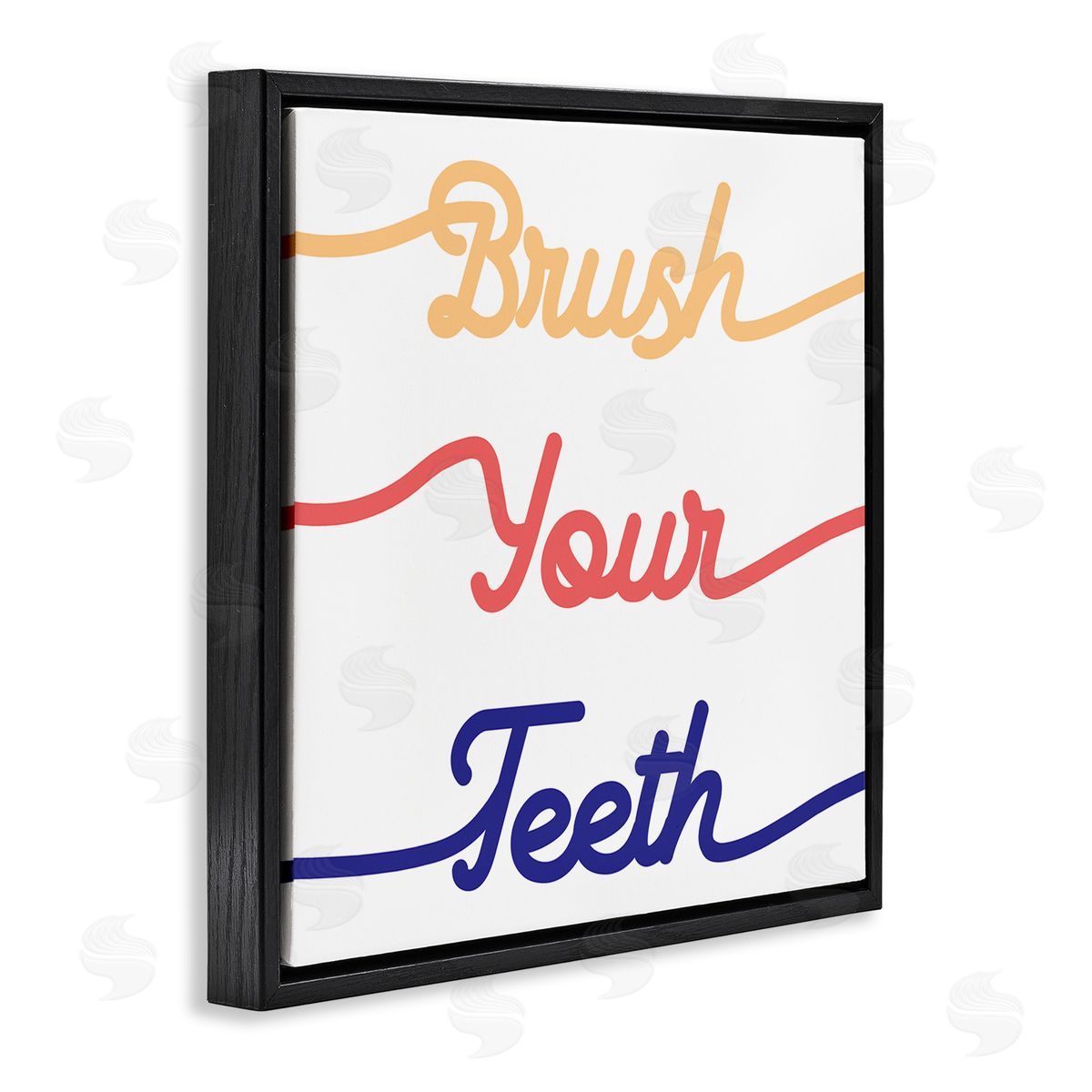 Stupell Studio Brush Your Teeth Children's Bathroom Dental Hygiene Black Floating Frame Canvas Wall Art Print
