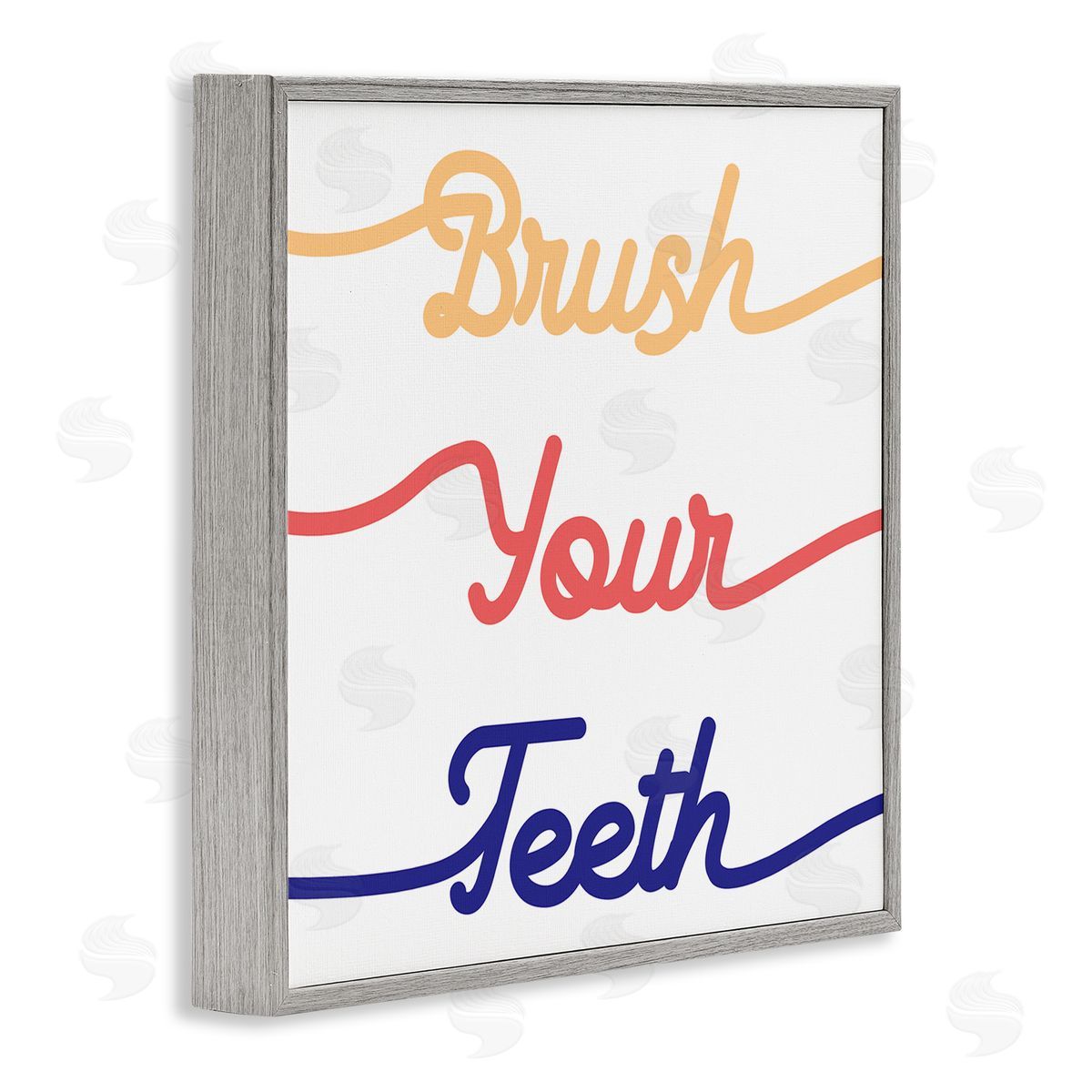 Stupell Studio Brush Your Teeth Children's Bathroom Dental Hygiene Gray Framed Glicee Wall Art Print