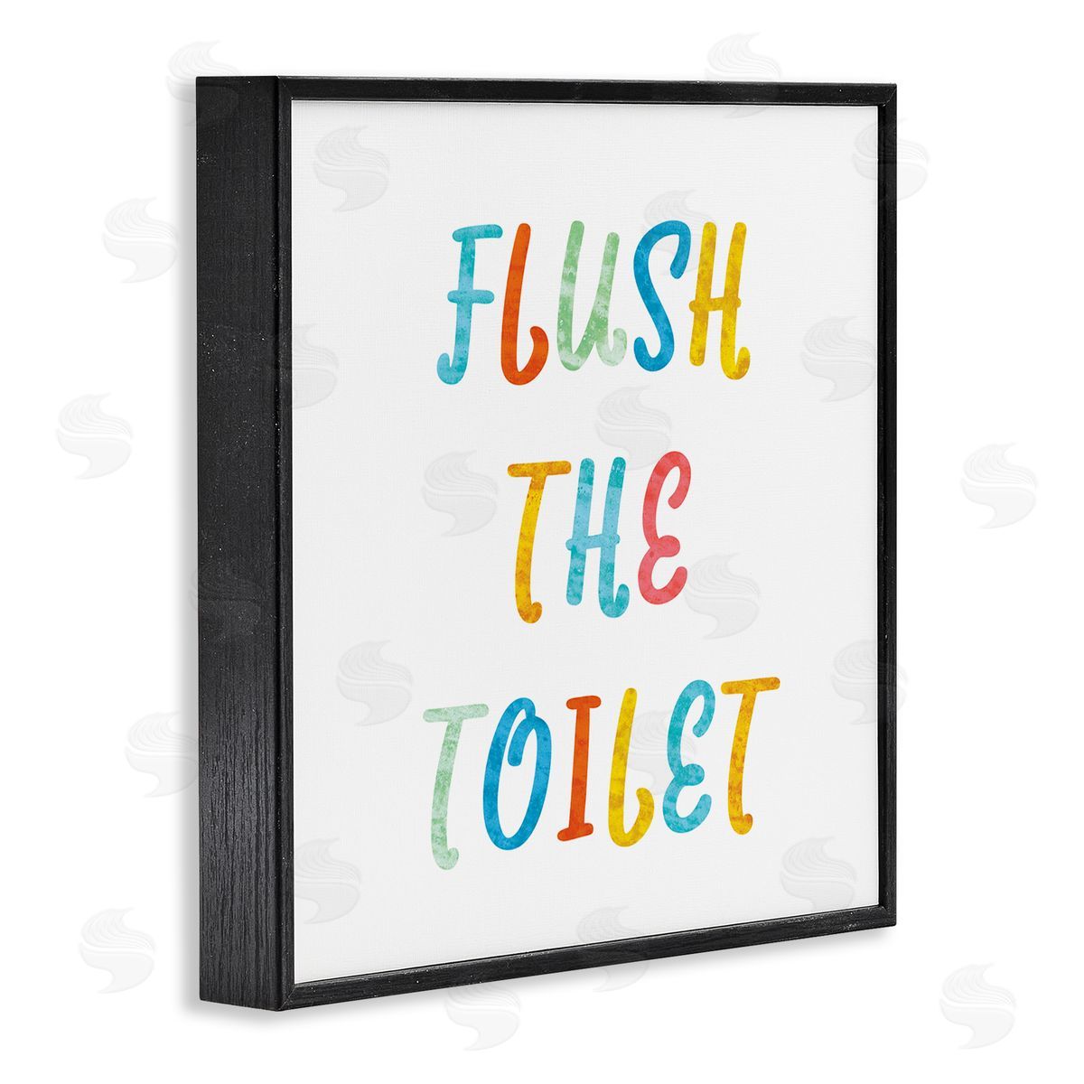 Stupell Studio Flush the Toilet Bathroom Rules Kids Typography Black Framed Glicee Wall Art Print