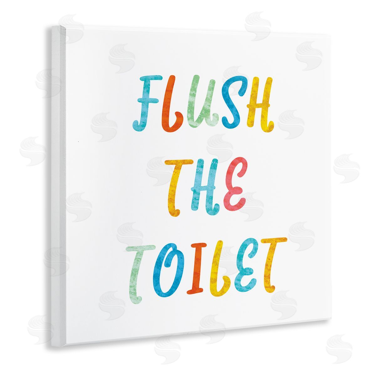 Stupell Studio Flush the Toilet Bathroom Rules Kids Typography Wooden Wall Plaque Art Print