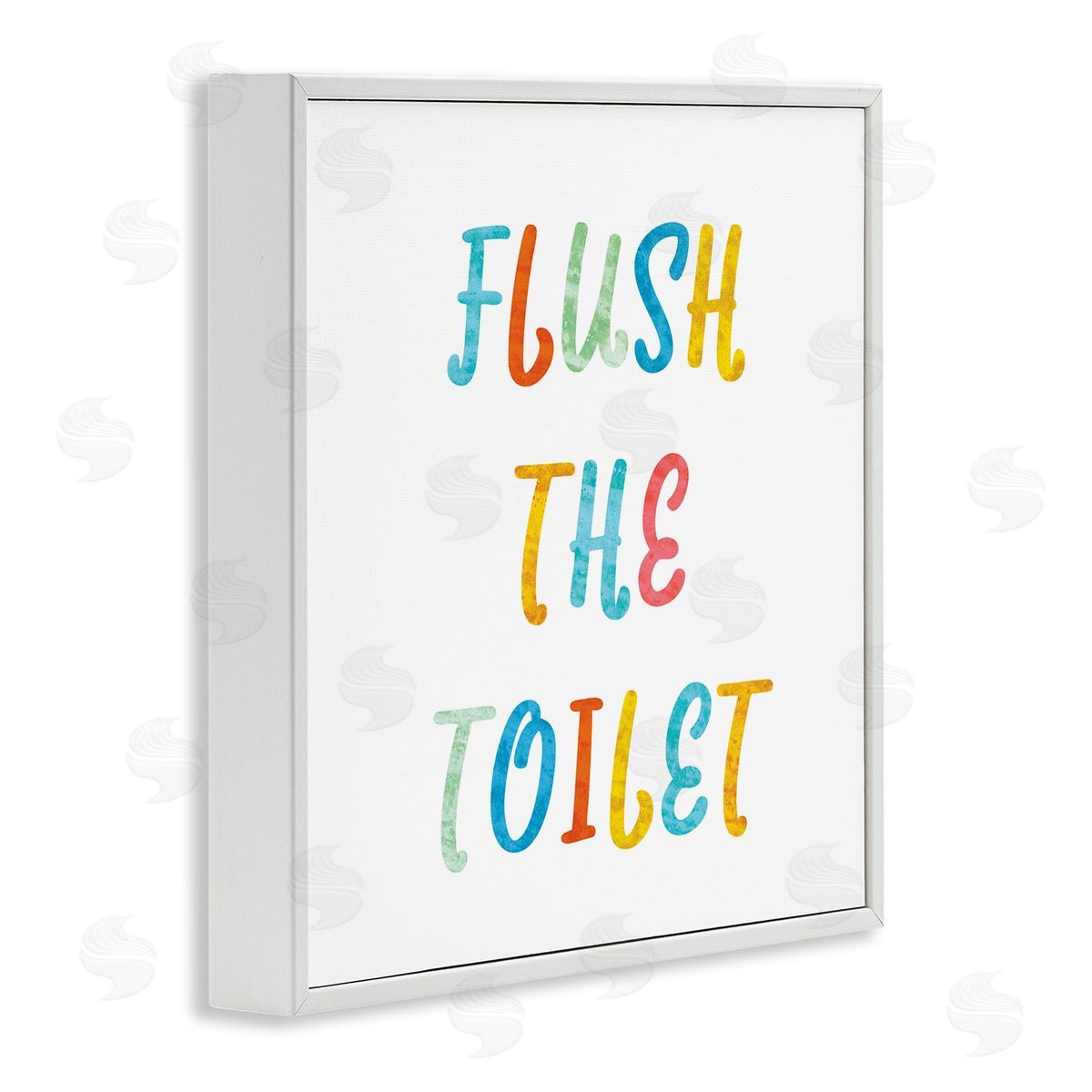 Stupell Studio Flush the Toilet Bathroom Rules Kids Typography White Framed Glicee Wall Art Print