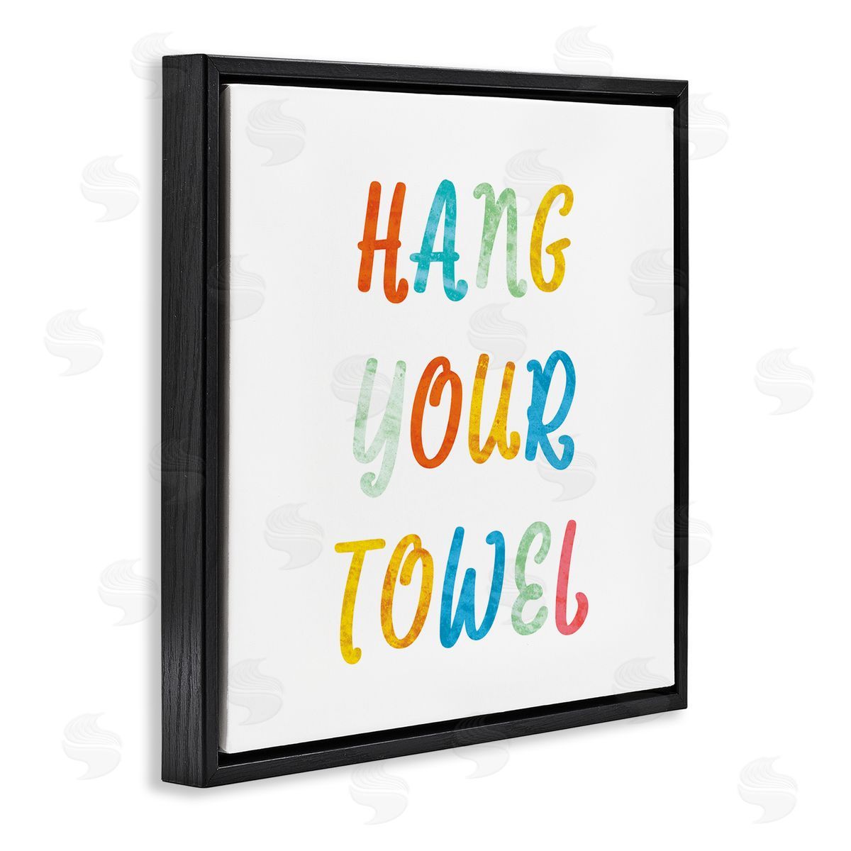 Stupell Studio Hang Your Towel Bathroom Rules Kids Typography Black Floating Frame Canvas Wall Art Print