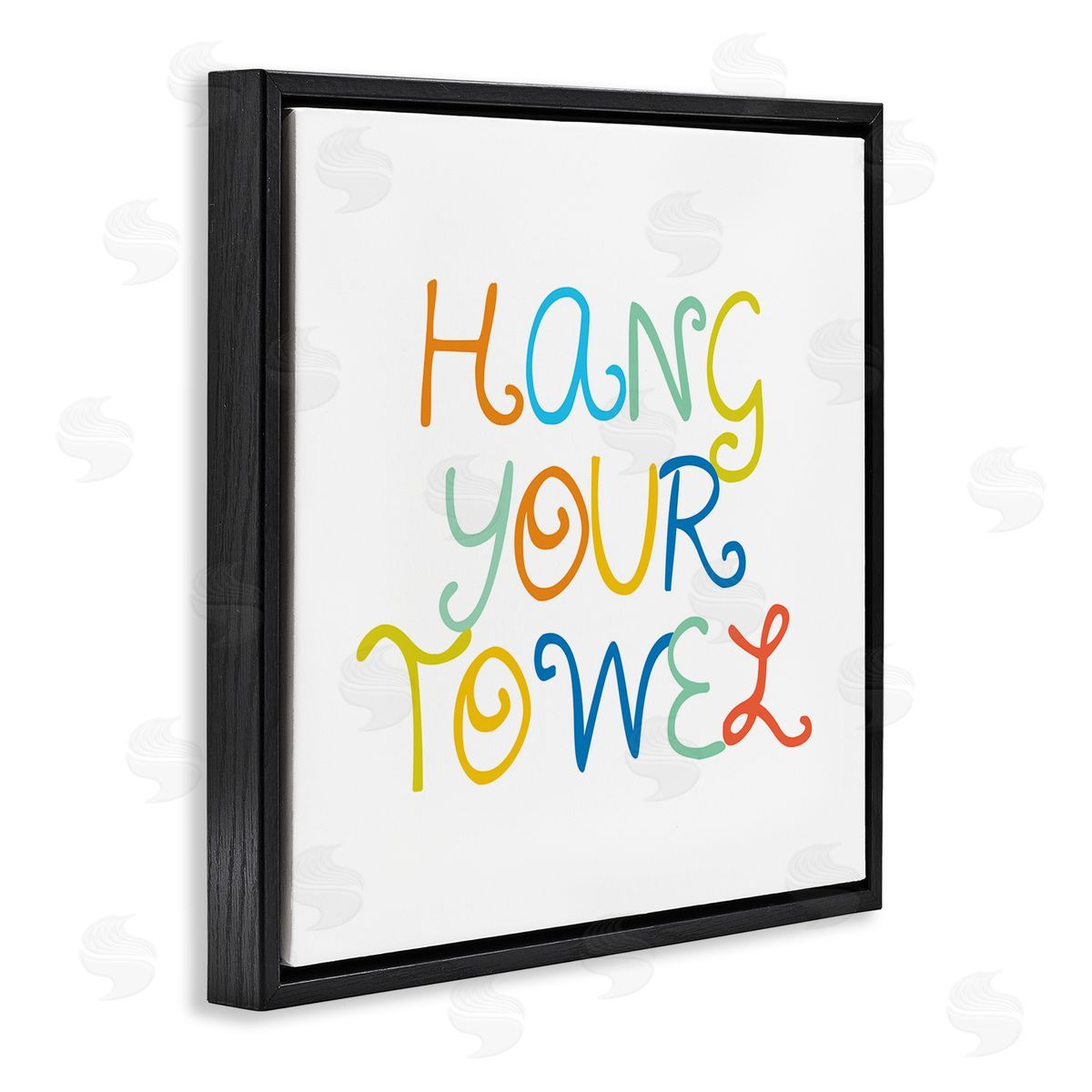 Stupell Studio Playful Children's Bathroom Rules Hang Your Towel Phrase Black Floating Frame Canvas Wall Art Print
