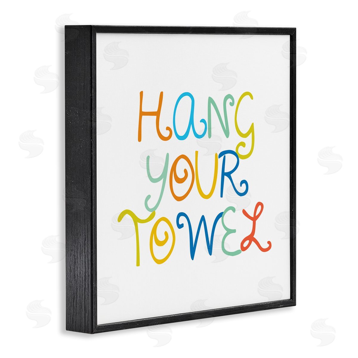 Stupell Studio Playful Children's Bathroom Rules Hang Your Towel Phrase Black Framed Glicee Wall Art Print