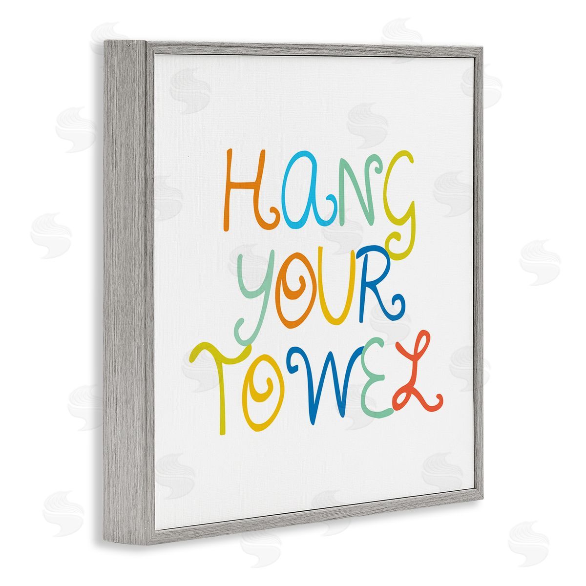Stupell Studio Playful Children's Bathroom Rules Hang Your Towel Phrase Gray Framed Glicee Wall Art Print