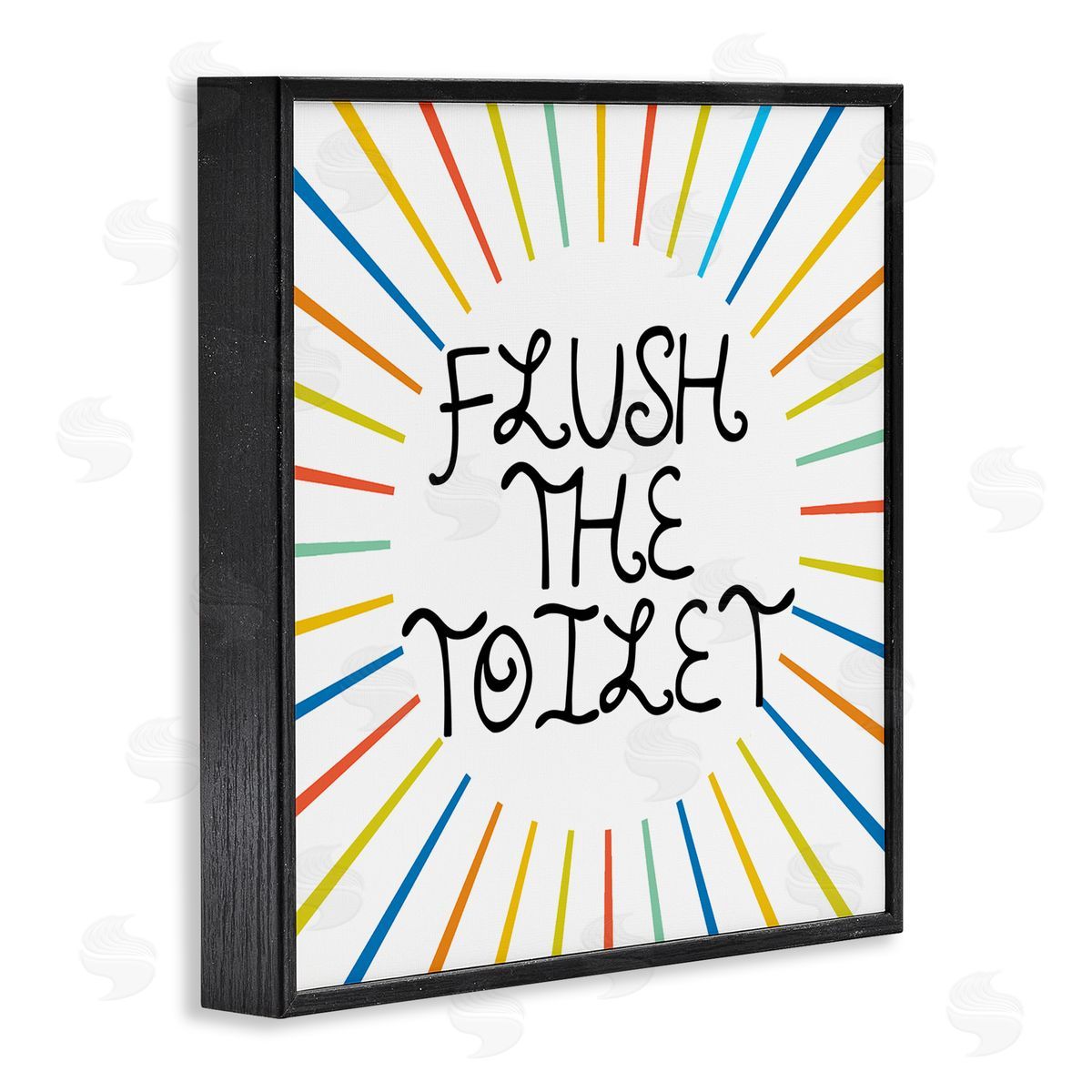 Stupell Studio Kids' Flush The Toilet Bathroom Rules Rainbow Stripes Black Framed Glicee Wall Art Print