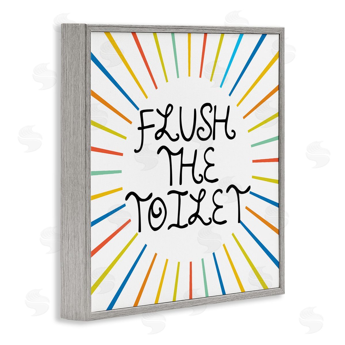 Stupell Studio Kids' Flush The Toilet Bathroom Rules Rainbow Stripes Gray Framed Glicee Wall Art Print