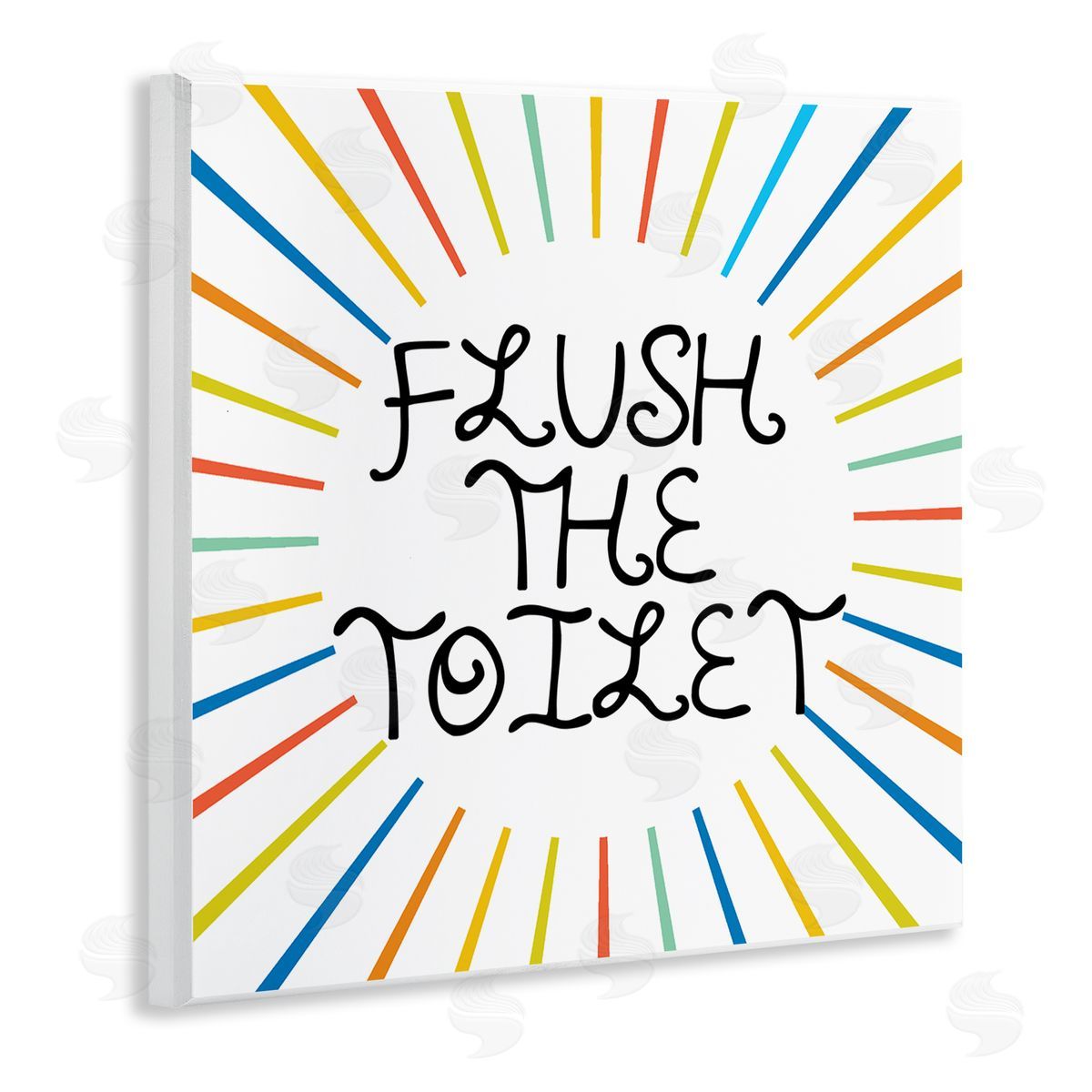 Stupell Studio Kids' Flush The Toilet Bathroom Rules Rainbow Stripes Wooden Wall Plaque Art Print