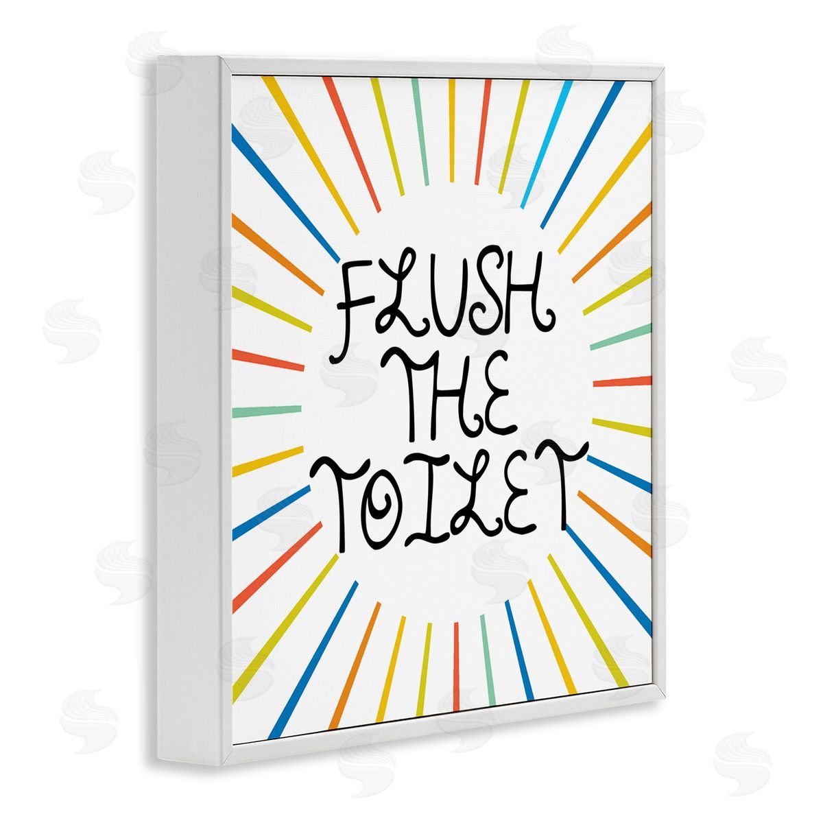 Stupell Studio Kids' Flush The Toilet Bathroom Rules Rainbow Stripes White Framed Glicee Wall Art Print