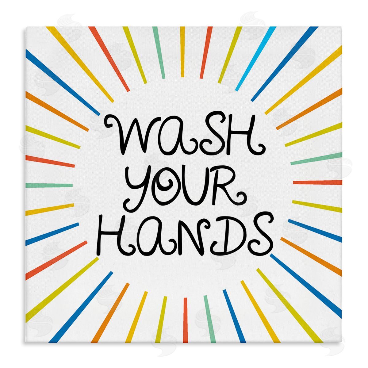 Stupell Studio Kids' Wash Your Hands Bathroom Rules Rainbow Stripes Stretched Canvas Wall Art Print