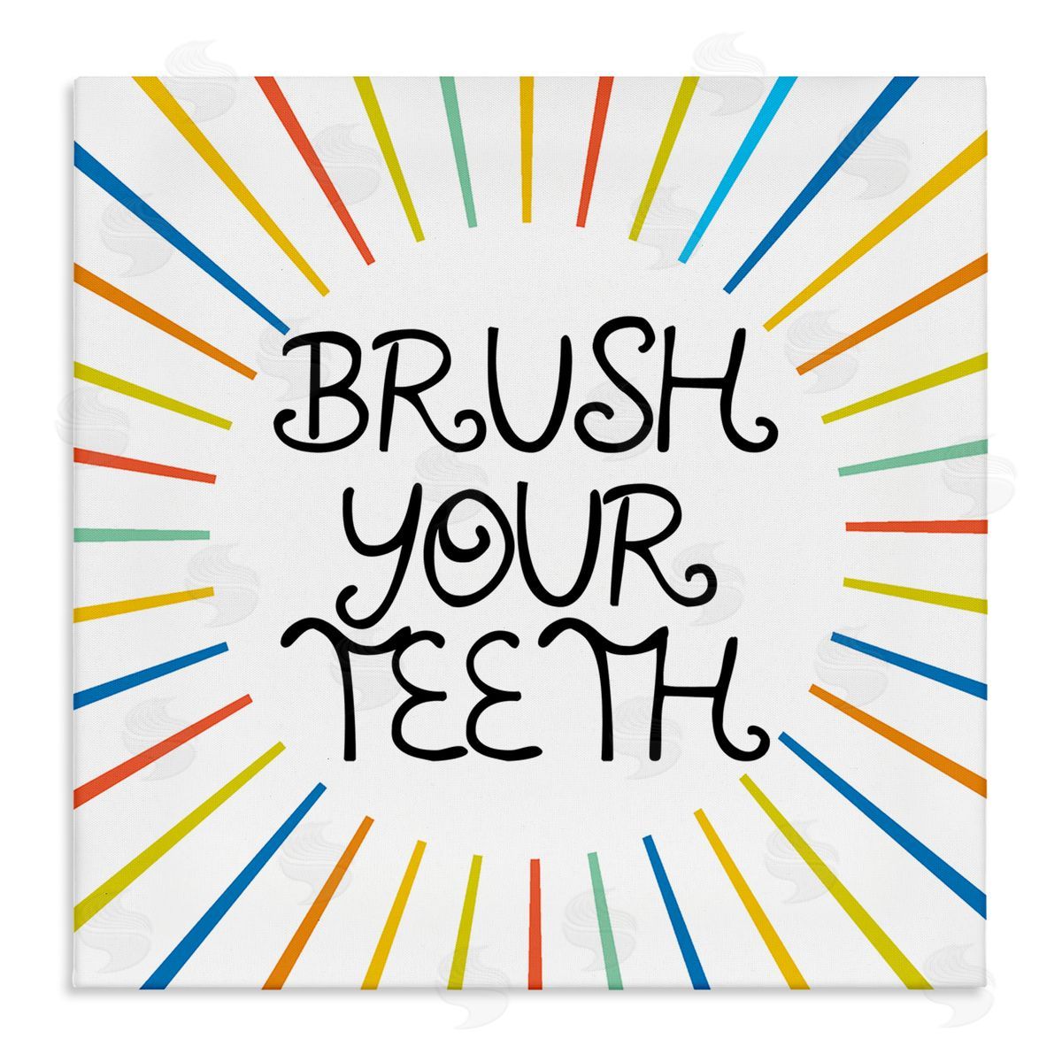 Stupell Studio Kids' Brush Your Teeth Bathroom Rules Rainbow Stripes Stretched Canvas Wall Art Print