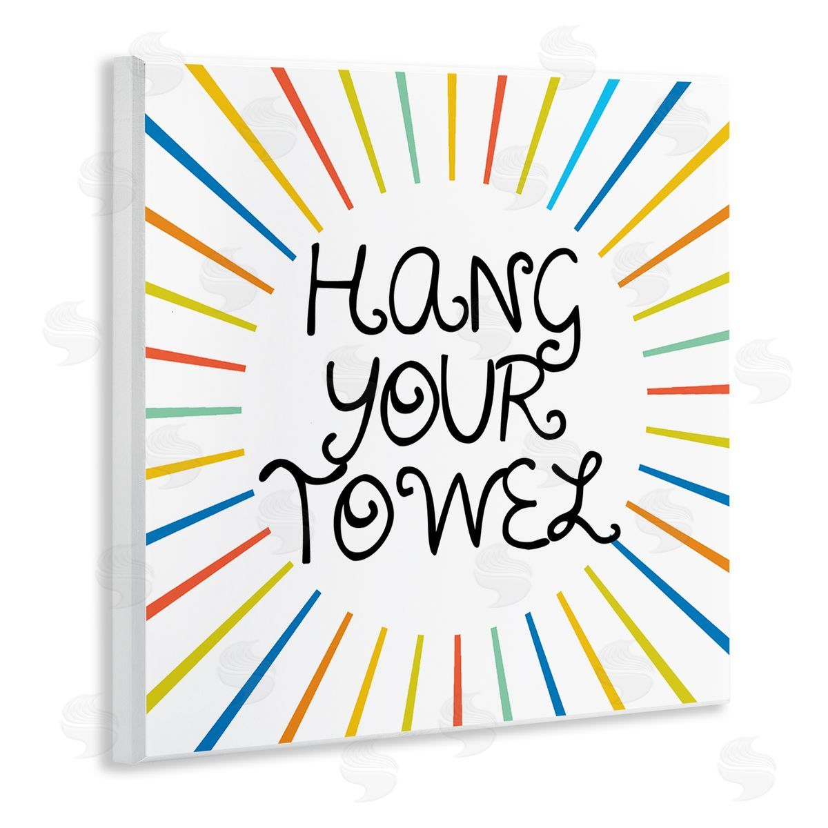 Stupell Studio Kids' Hang Your Towel Bathroom Rules Rainbow Stripes Wooden Wall Plaque Art Print
