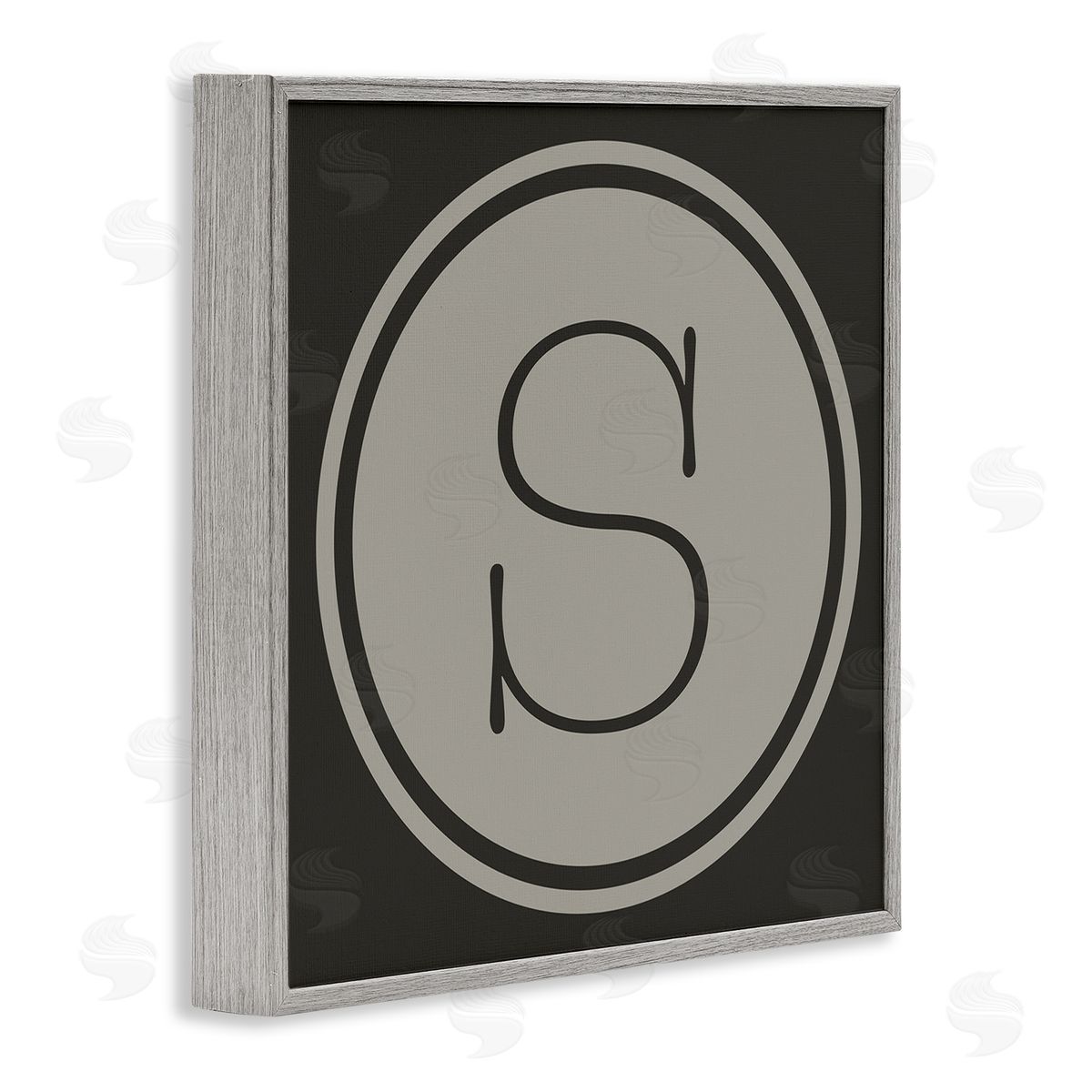Ziwei Li Modern S Initial Elevator Key Circular Shape Gray Framed Glicee Wall Art Print