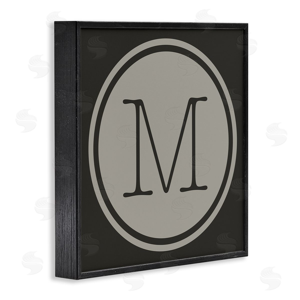 Ziwei Li Modern M Initial Circular Elevator Key Shape Black Framed Glicee Wall Art Print