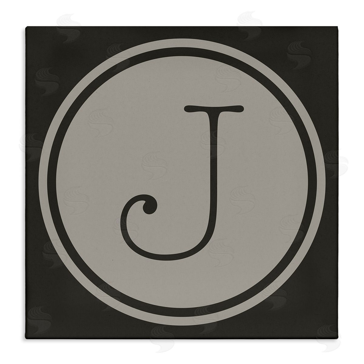 Ziwei Li Modern J Initial Round Elevator Key Shape Stretched Canvas Wall Art Print