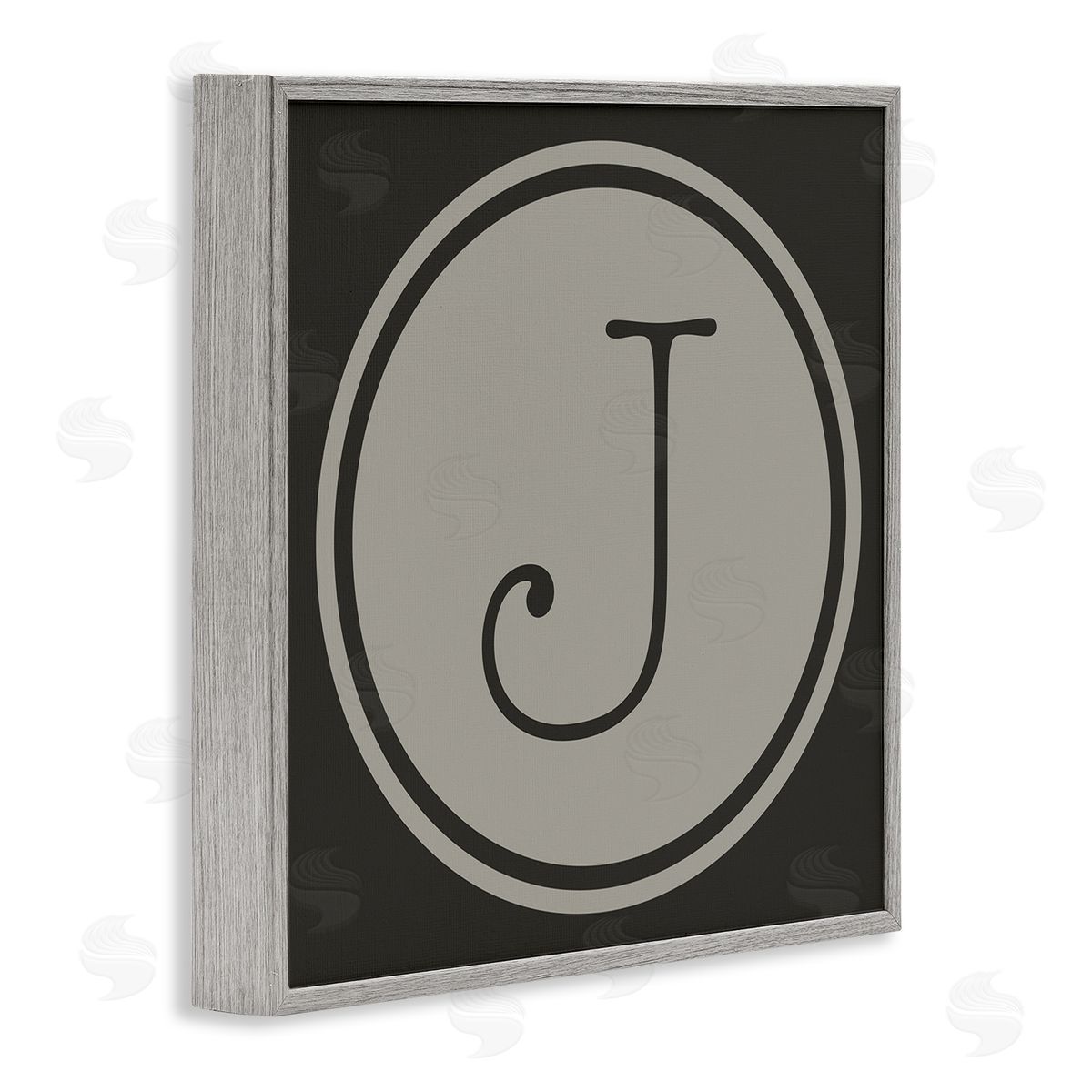 Ziwei Li Modern J Initial Round Elevator Key Shape Gray Framed Glicee Wall Art Print