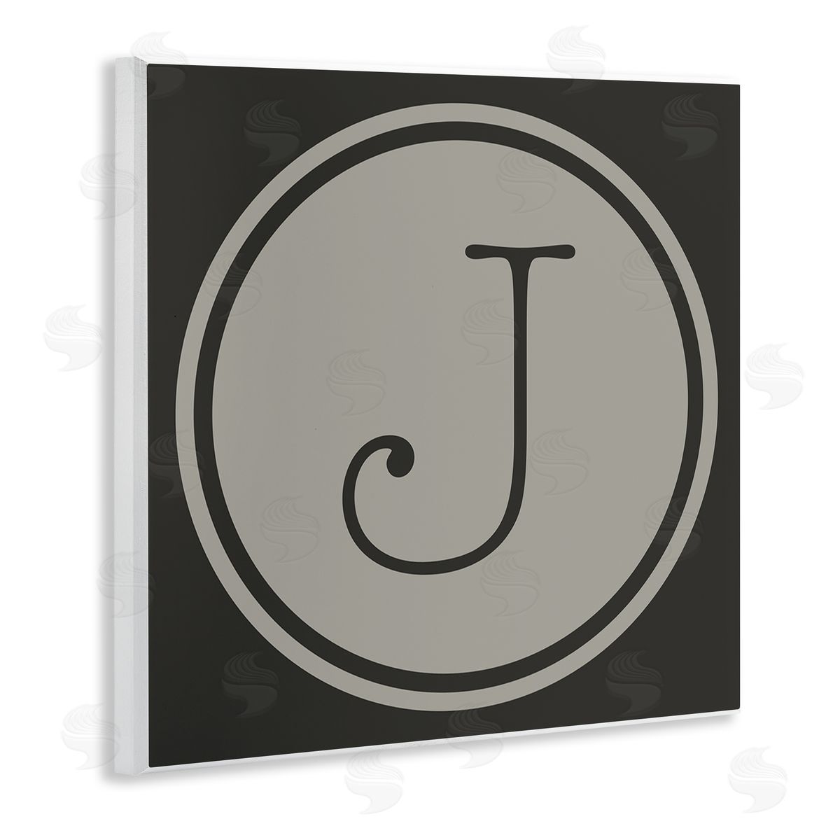 Ziwei Li Modern J Initial Round Elevator Key Shape Wooden Wall Plaque Art Print