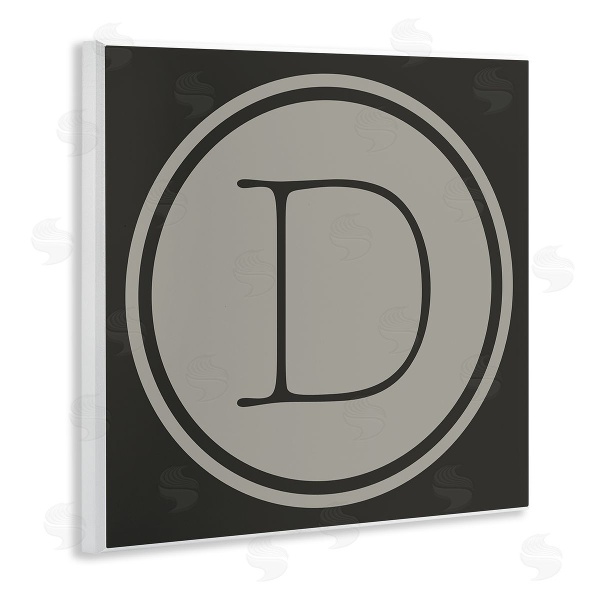 Ziwei Li Modern D Initial Elevator Key Circular Shape Wooden Wall Plaque Art Print