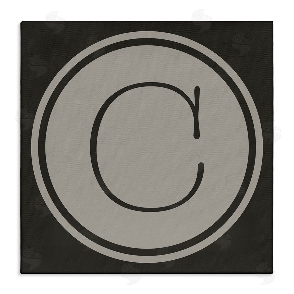 Ziwei Li Modern C Initial Circular Shape Elevator Key Stretched Canvas Wall Art Print