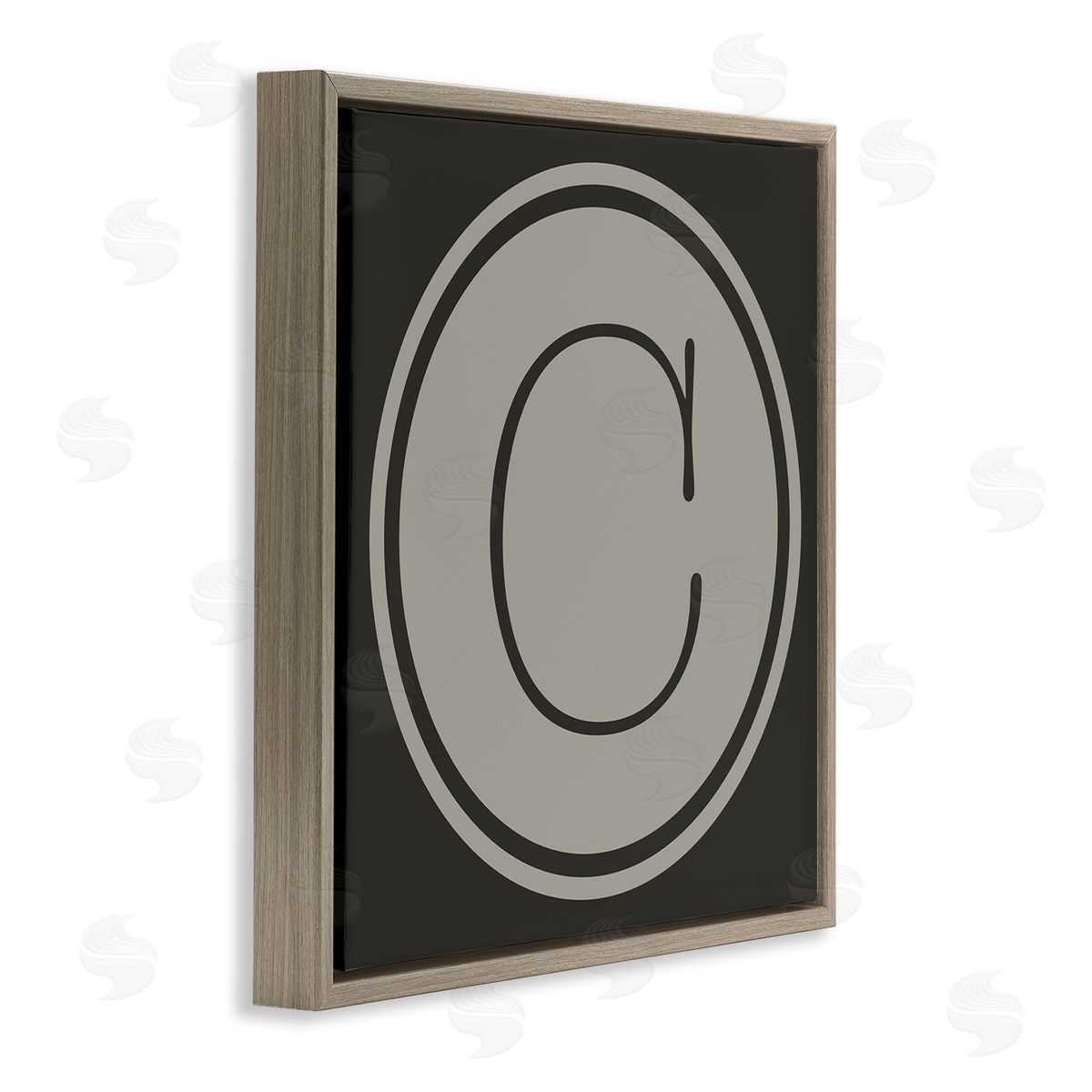 Ziwei Li Modern C Initial Circular Shape Elevator Key Brown Floating Frame Canvas Wall Art Print