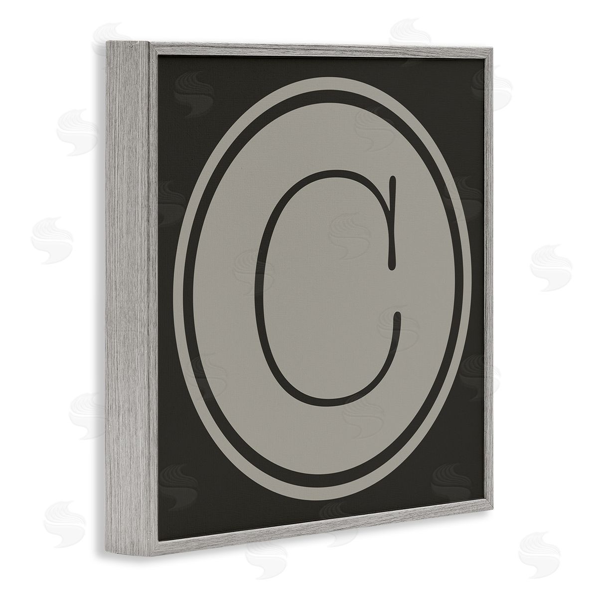 Ziwei Li Modern C Initial Circular Shape Elevator Key Gray Framed Glicee Wall Art Print