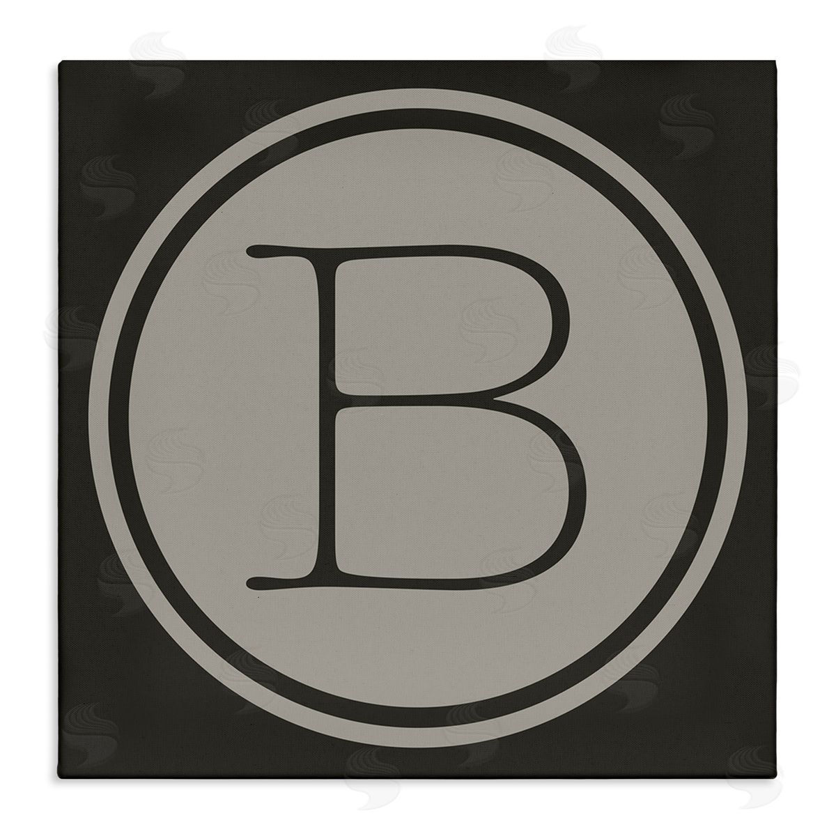 Ziwei Li Modern B Initial Round Elevator Key Shape Stretched Canvas Wall Art Print