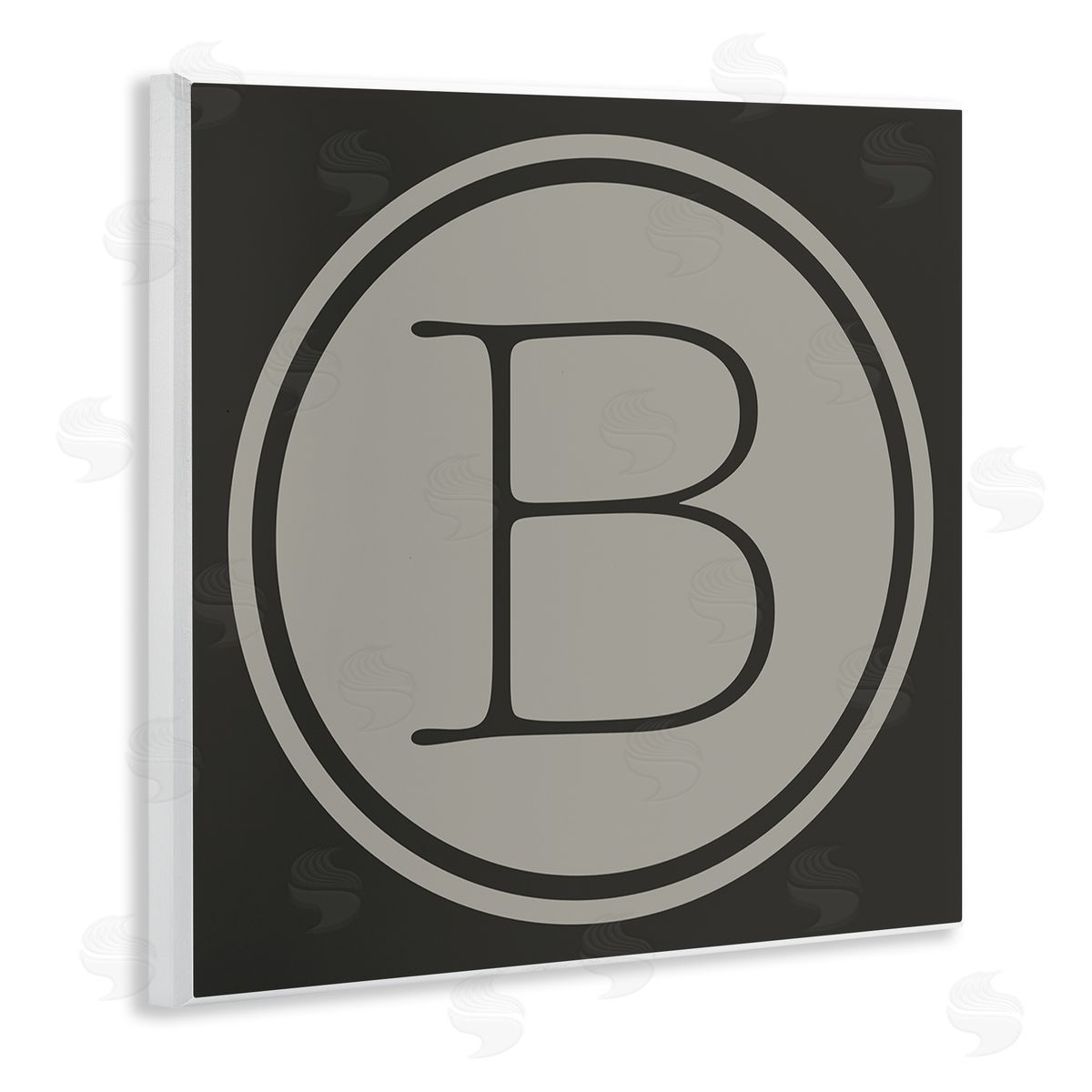 Ziwei Li Modern B Initial Round Elevator Key Shape Wooden Wall Plaque Art Print