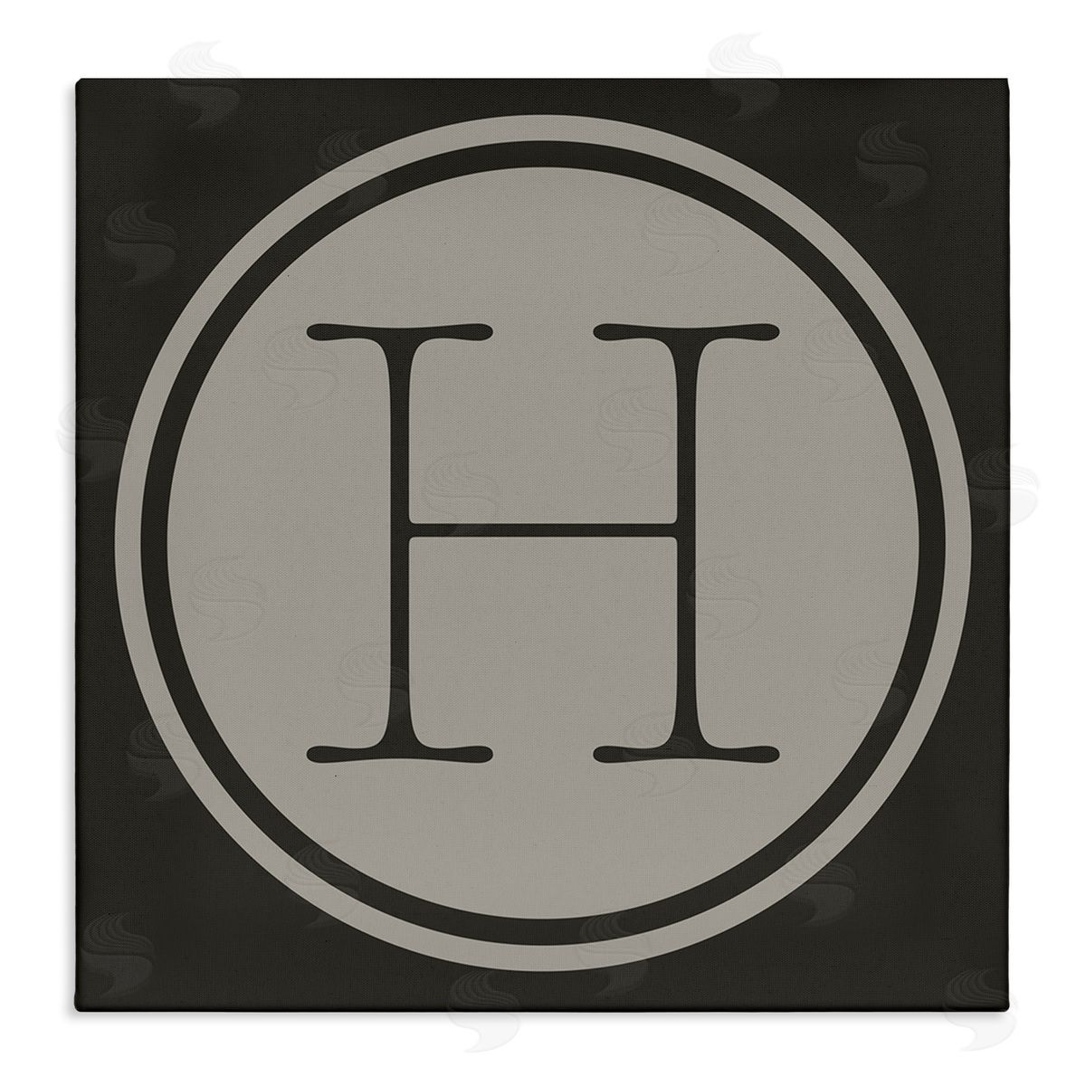 Ziwei Li Modern H Initial Circular Elevator Key Shape Stretched Canvas Wall Art Print