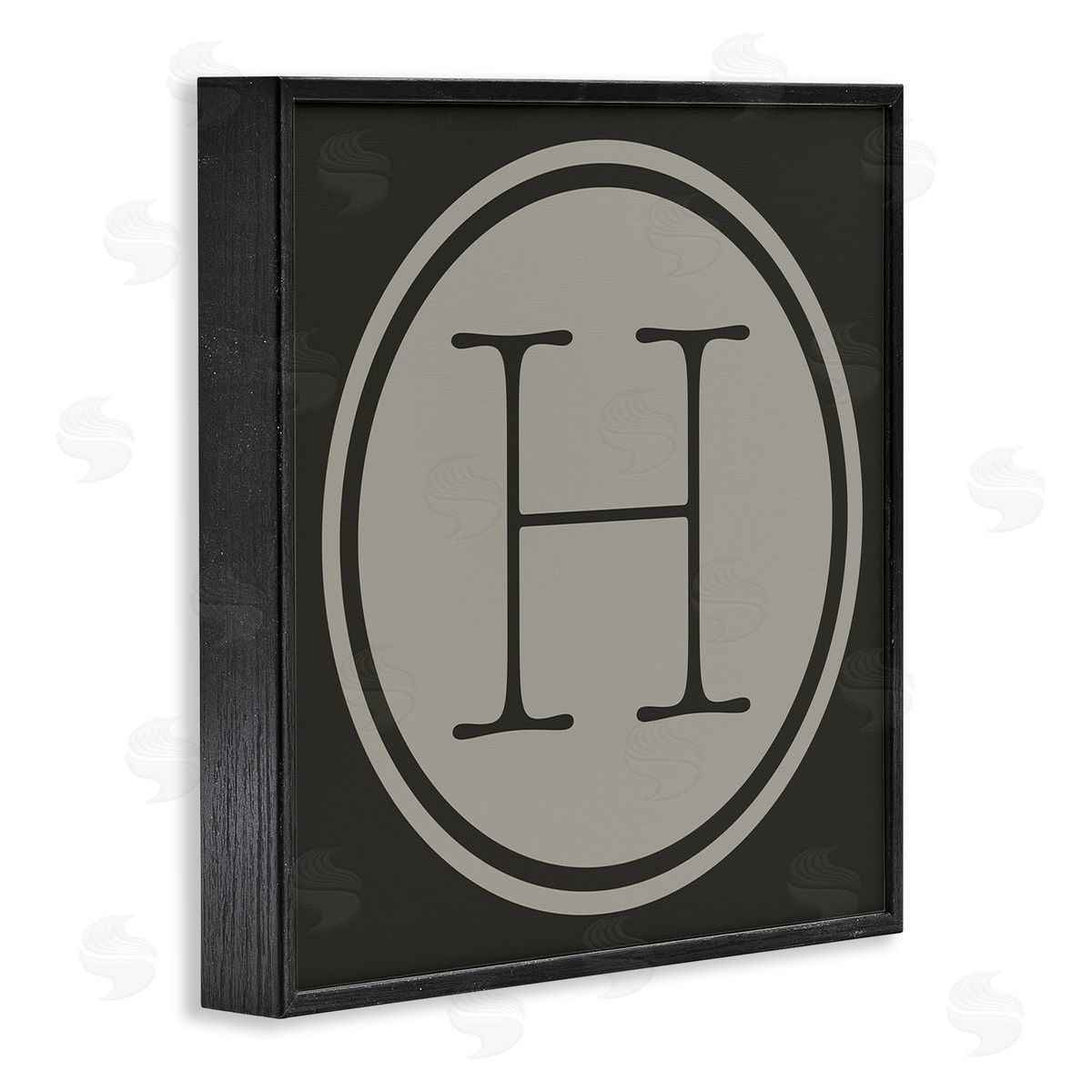Ziwei Li Modern H Initial Circular Elevator Key Shape Black Framed Glicee Wall Art Print