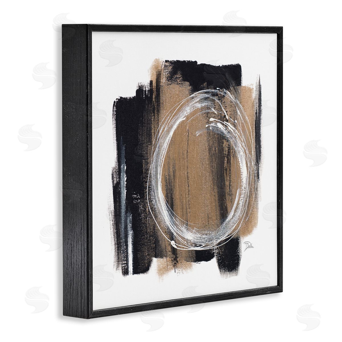 Patricia Pinto Circular Spiral Abstraction over Rustic Black Brown Black Framed Glicee Wall Art Print