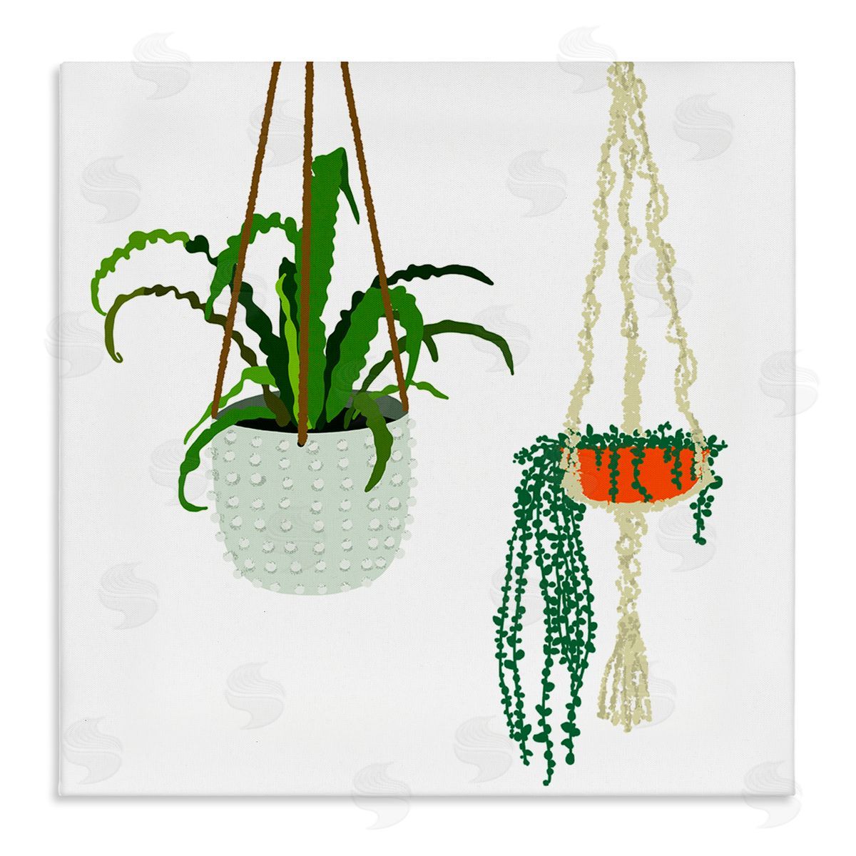 Jen Bucheli Chic Indoor Potted Plants Modern Fern Foliage Stretched Canvas Wall Art Print