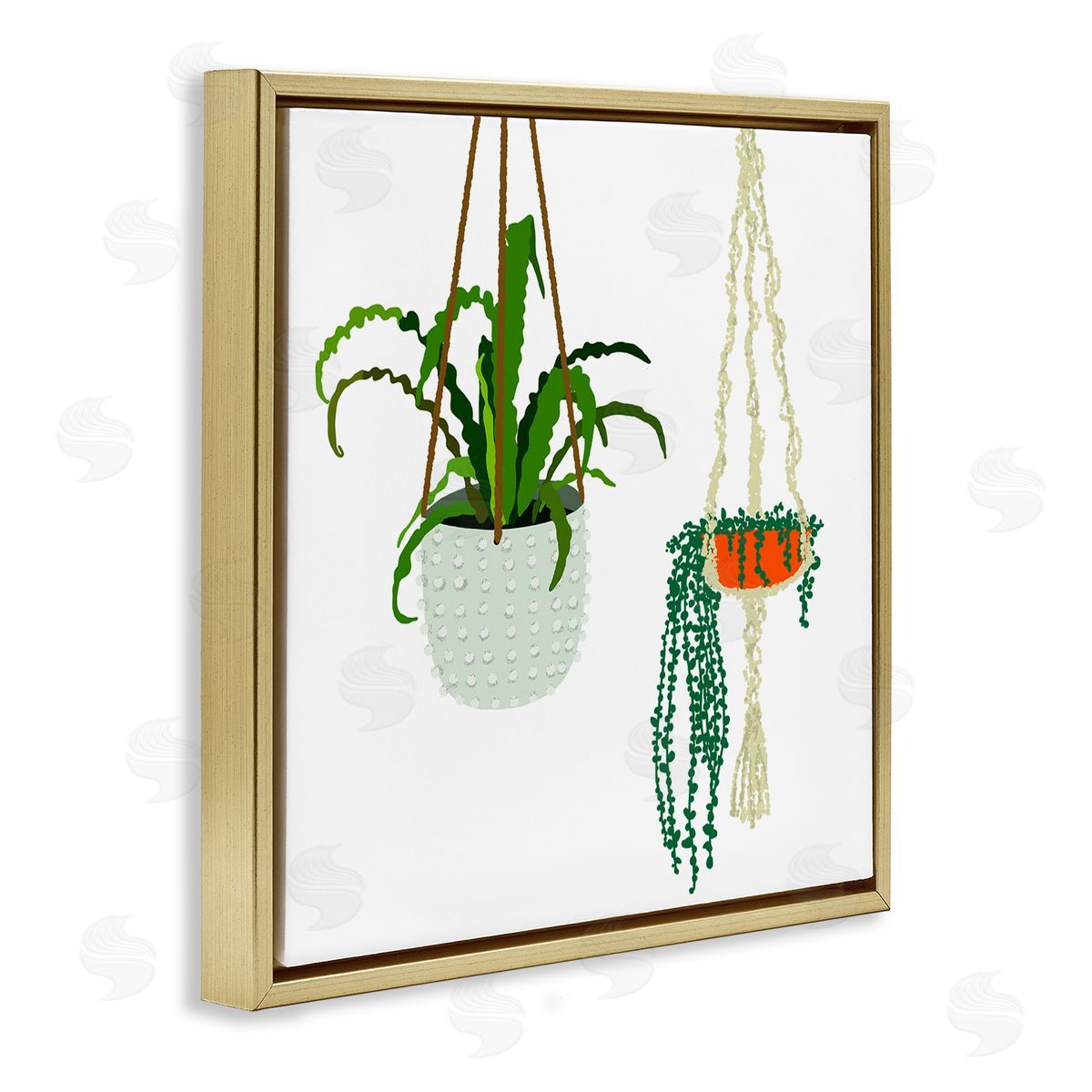 Jen Bucheli Chic Indoor Potted Plants Modern Fern Foliage Gold Floating Frame Canvas Wall Art Print