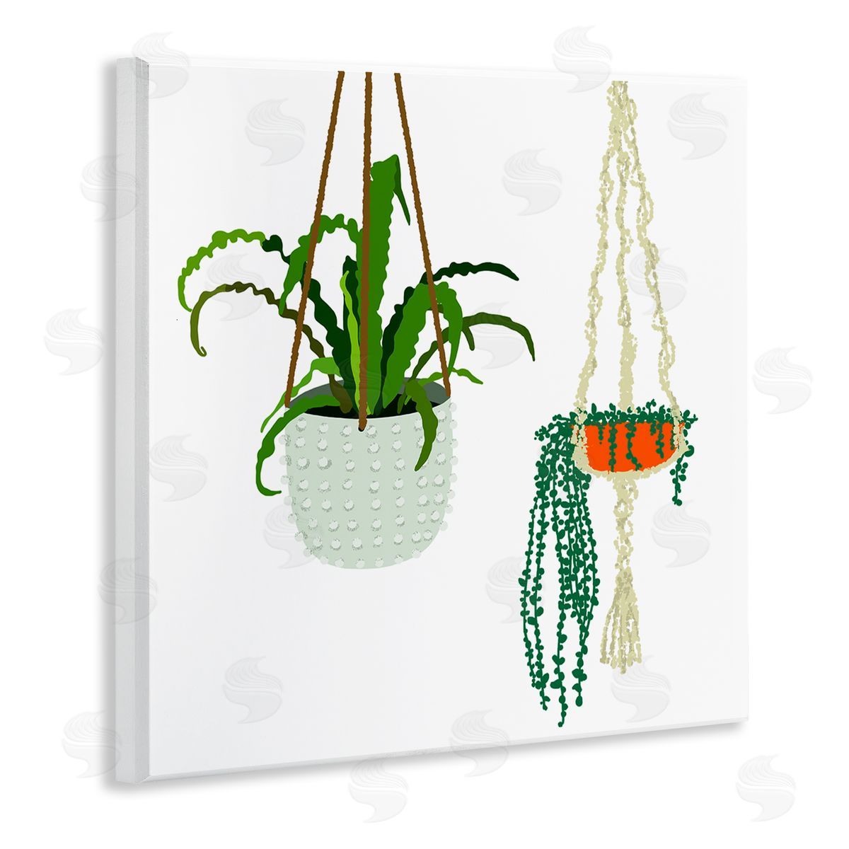 Jen Bucheli Chic Indoor Potted Plants Modern Fern Foliage Wooden Wall Plaque Art Print