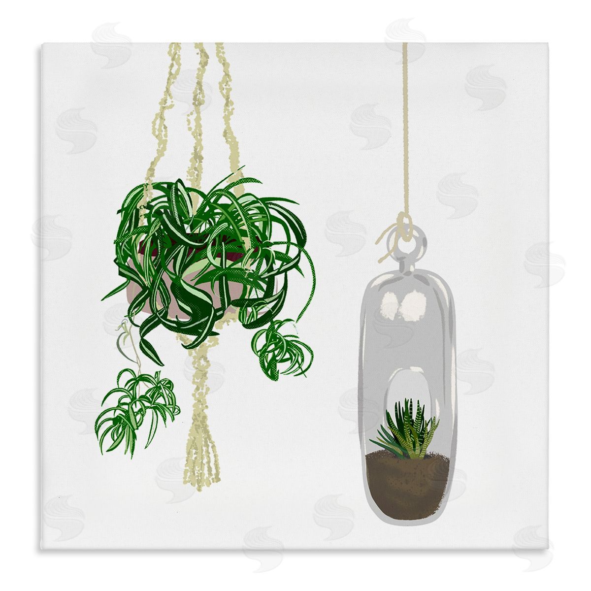 Jen Bucheli Modern Indoor Potted Greenery Spider Plant Terrarium Stretched Canvas Wall Art Print