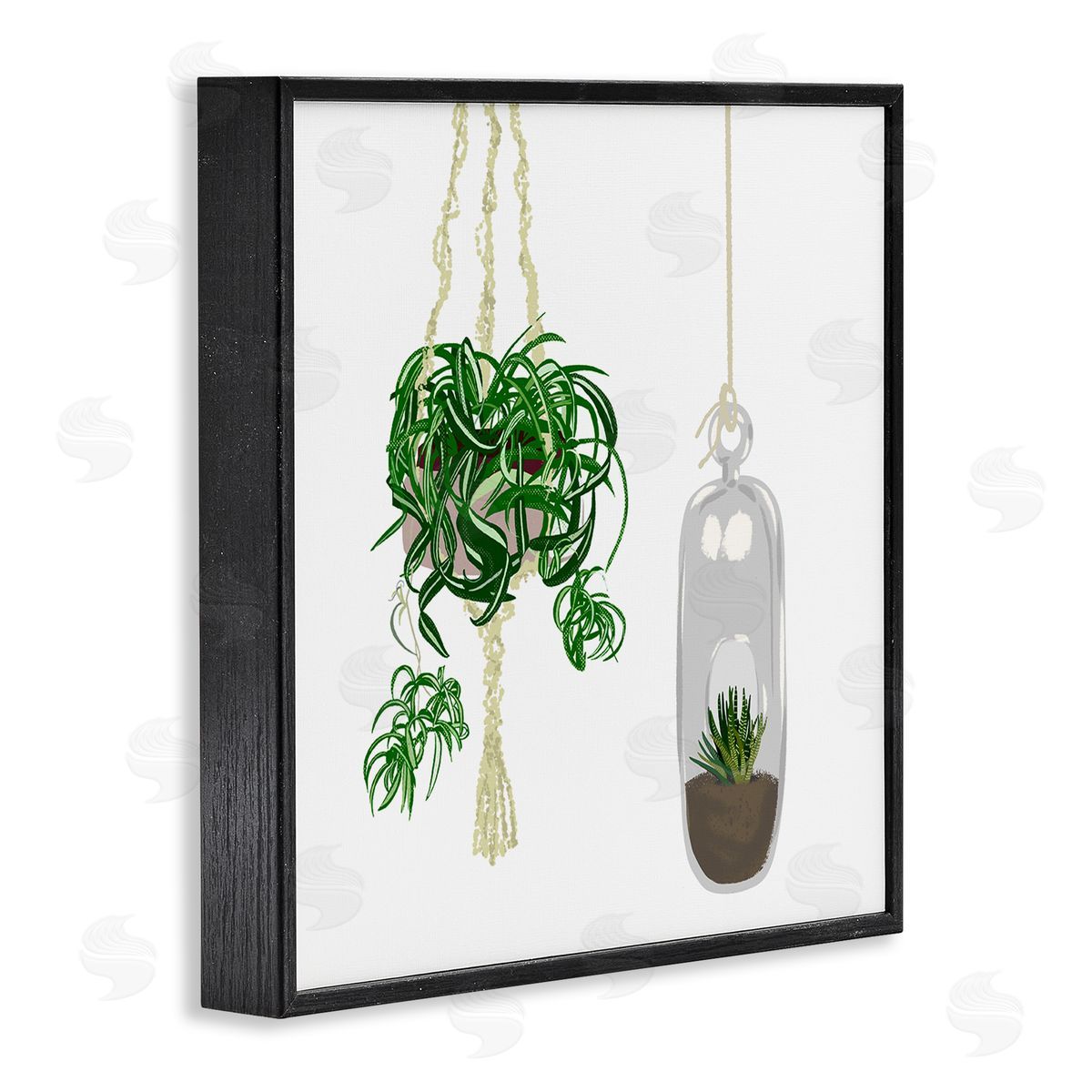 Jen Bucheli Modern Indoor Potted Greenery Spider Plant Terrarium Black Framed Glicee Wall Art Print