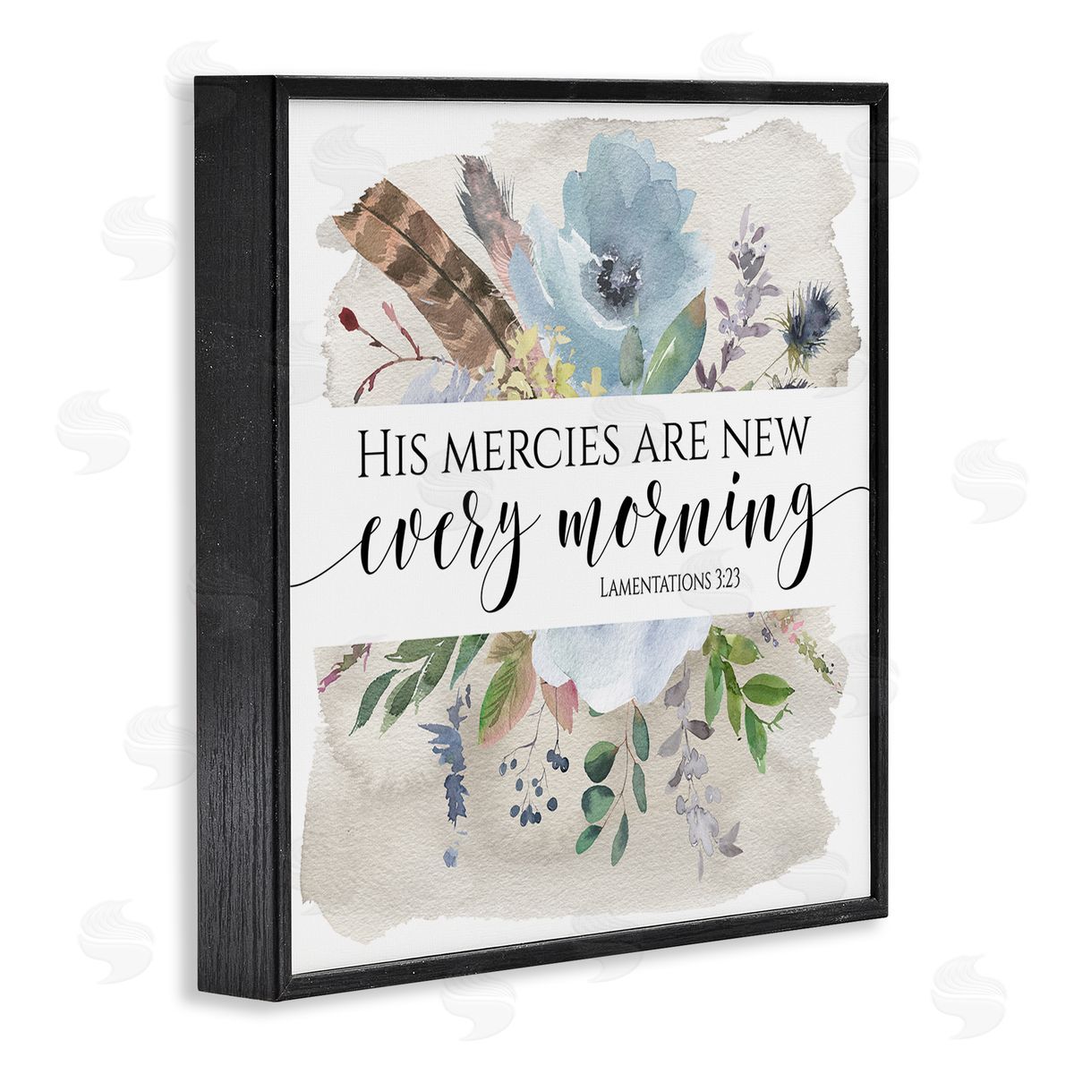 Tara Moss His Mercies Are New Lamentations 3:23 Blue Florals Black Framed Glicee Wall Art Print