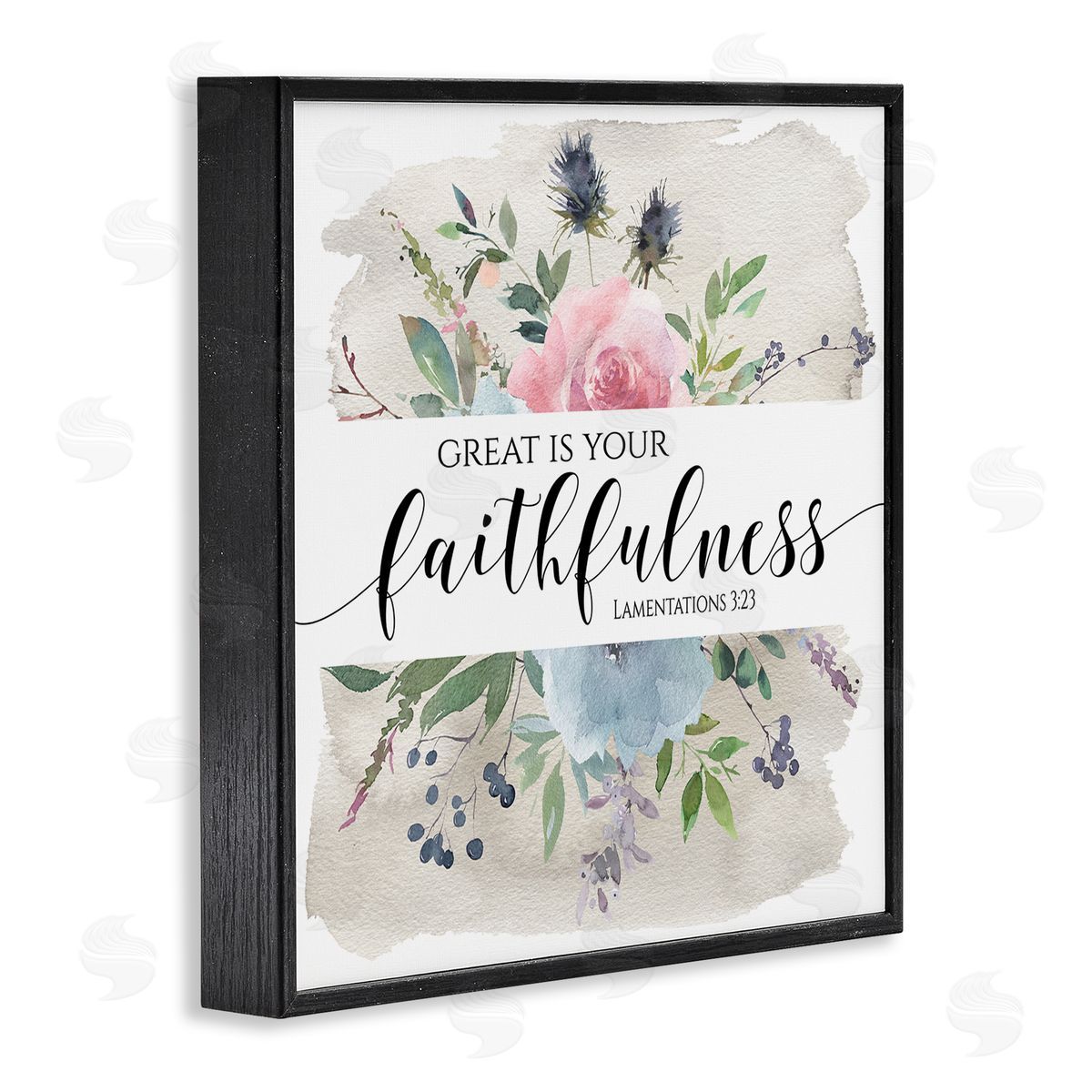 Tara Moss Great Is Your Faithfulness Lamentations 3:23 Wild Florals Black Framed Glicee Wall Art Print