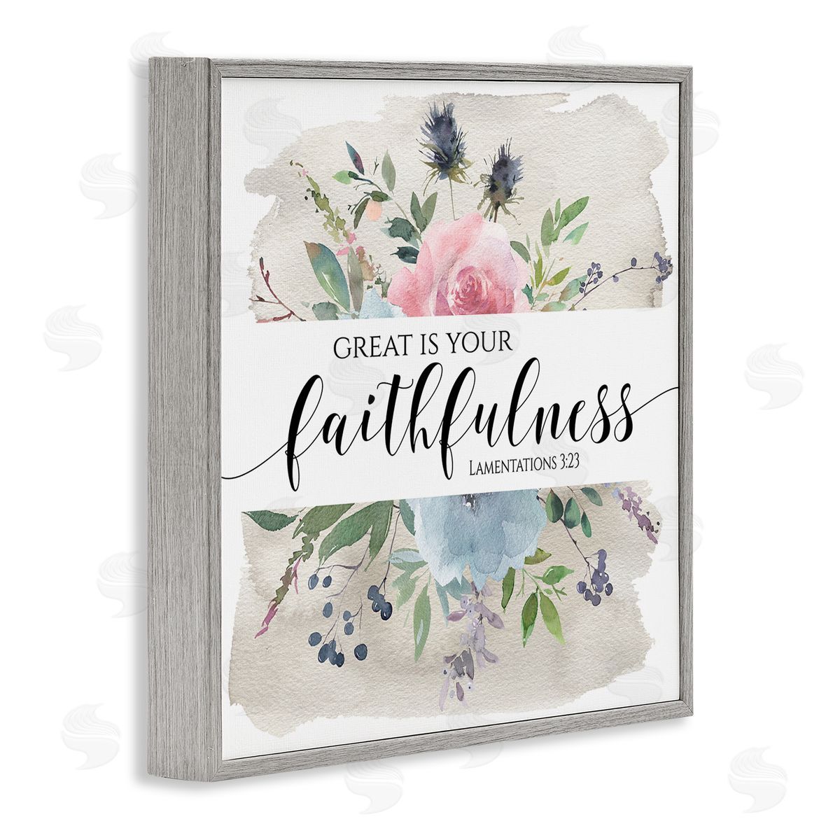 Tara Moss Great Is Your Faithfulness Lamentations 3:23 Wild Florals Gray Framed Glicee Wall Art Print