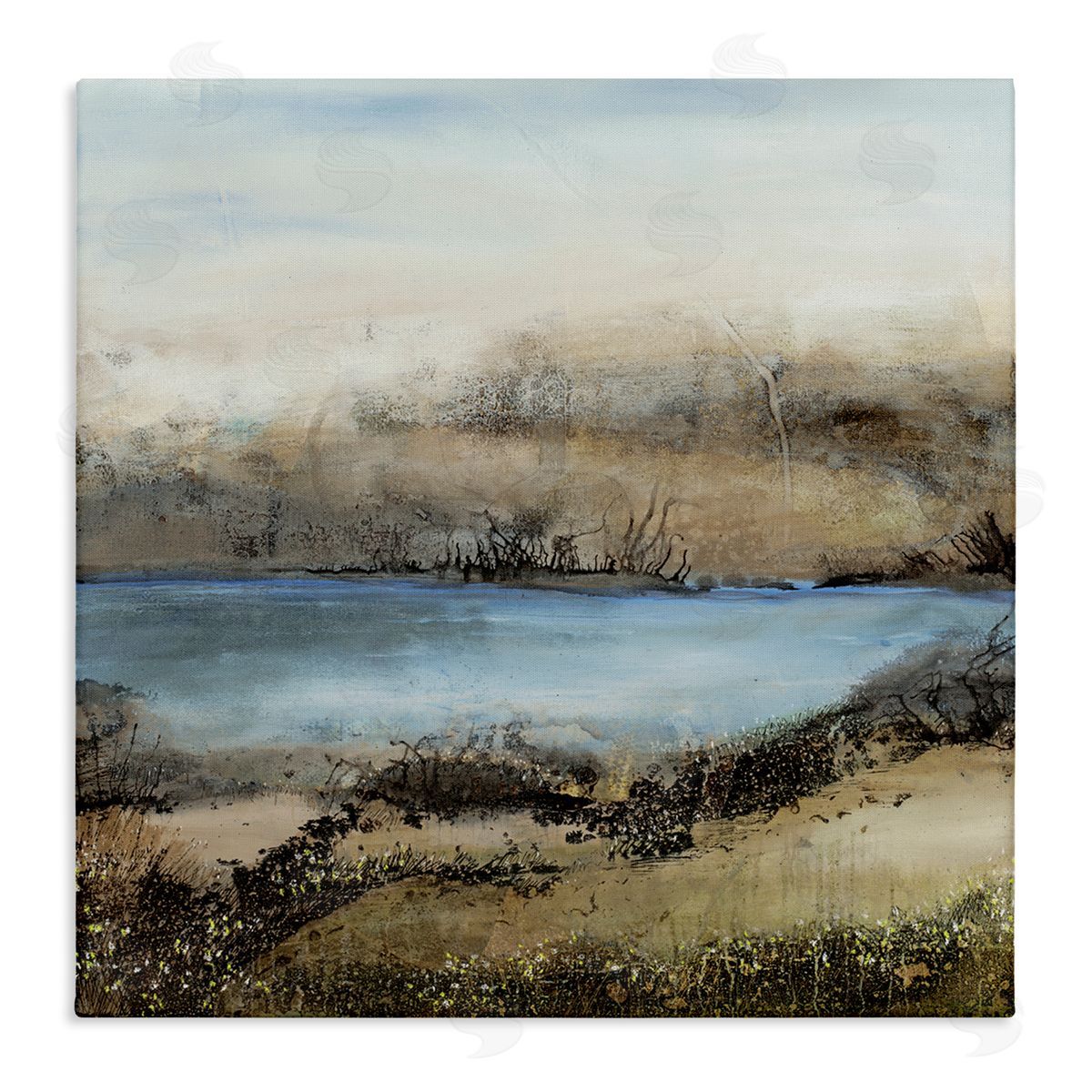 Ruth Fromstein Rustic Pond Water Abstract Muddy Surrounding Landscape Stretched Canvas Wall Art Print