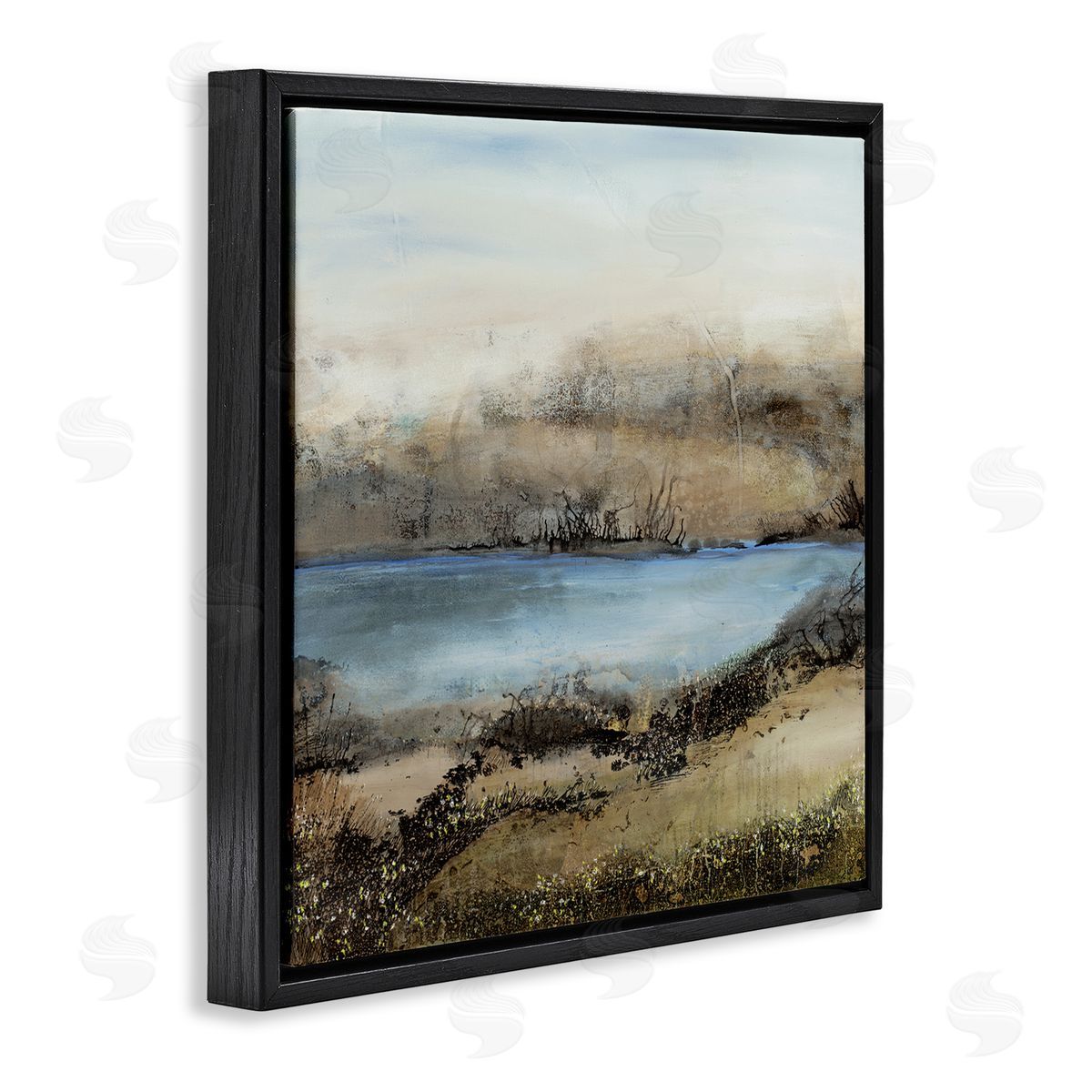 Ruth Fromstein Rustic Pond Water Abstract Muddy Surrounding Landscape Black Floating Frame Canvas Wall Art Print