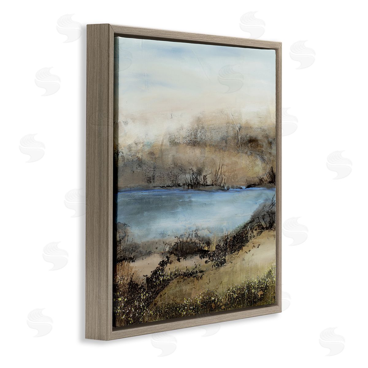 Ruth Fromstein Rustic Pond Water Abstract Muddy Surrounding Landscape Brown Floating Frame Canvas Wall Art Print