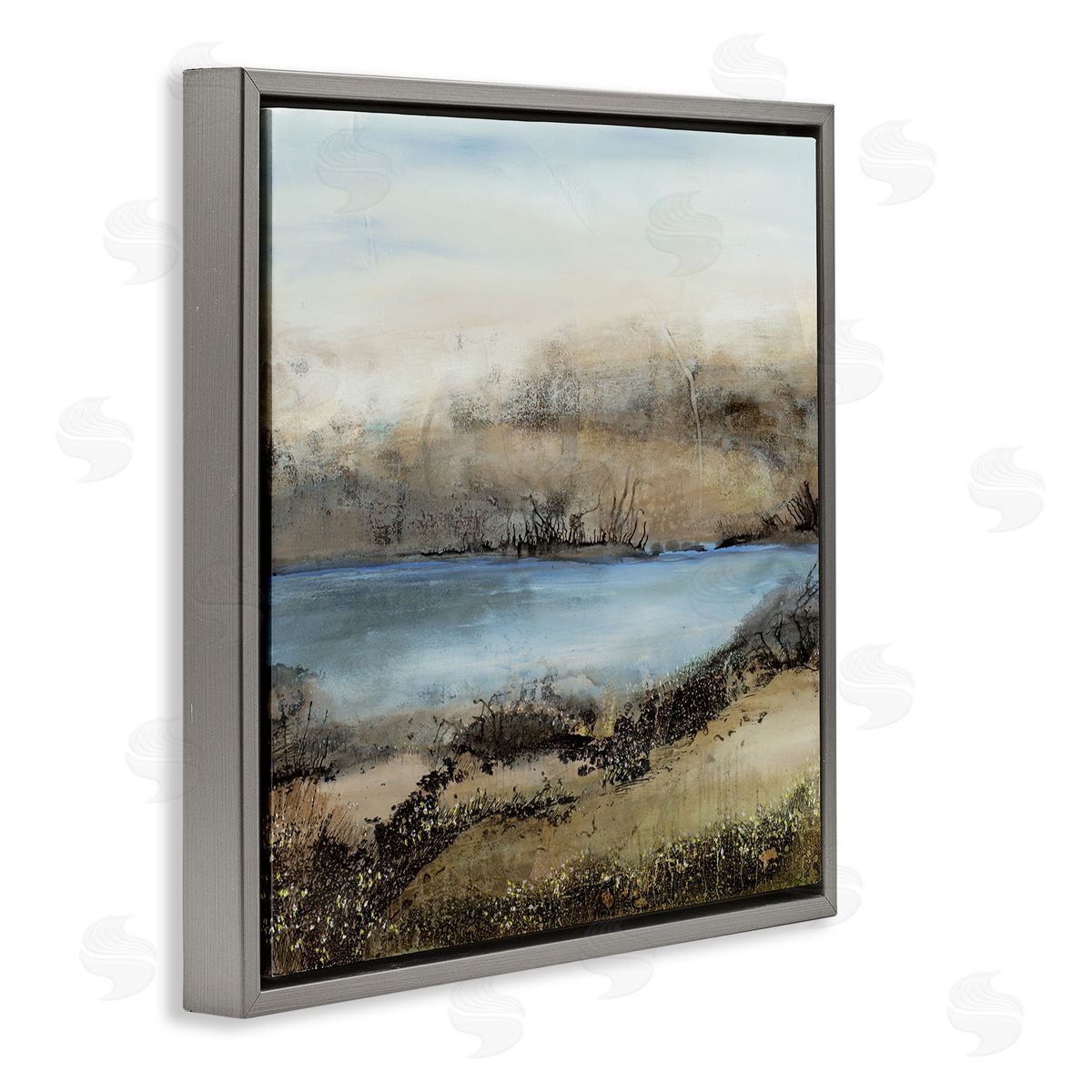 Ruth Fromstein Rustic Pond Water Abstract Muddy Surrounding Landscape Gray Floating Frame Canvas Wall Art Print