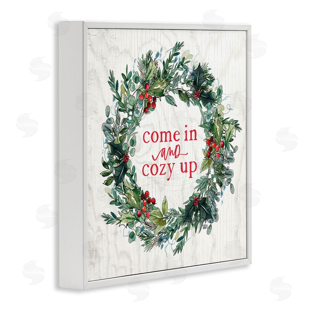 Valerie Wieners Come In and Cozy Up Winter Red Holly White Framed Glicee Wall Art Print