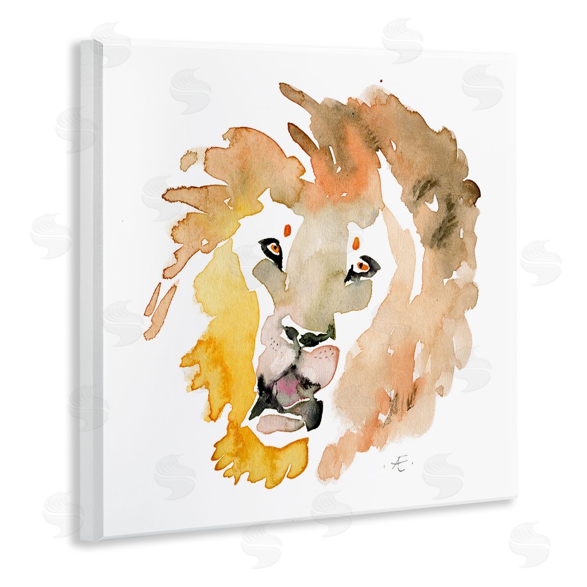 Verbrugge Watercolor Lion's Mane Sun Portrait Minimal Safari Animal Wooden Wall Plaque Art Print