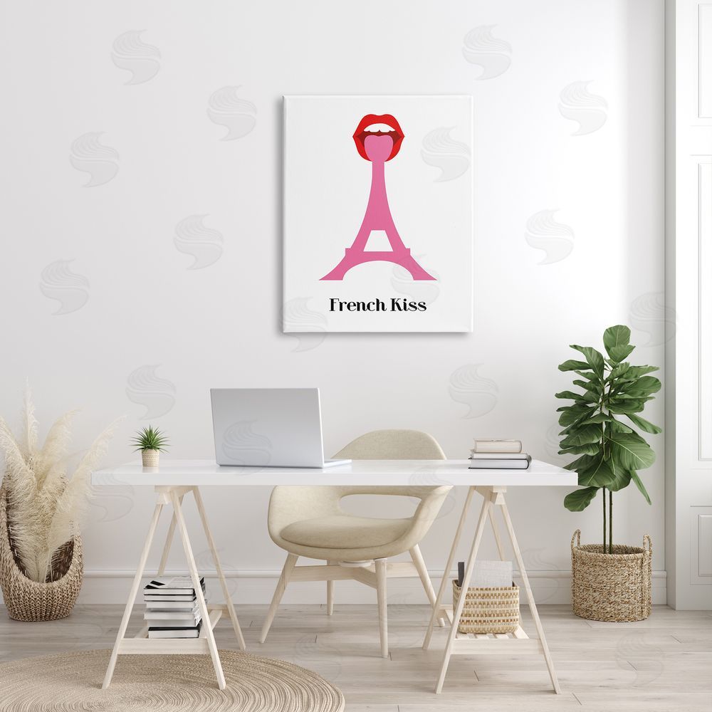 Bellassai Art French Kiss Pink Eifel Tower Canvas on Wall