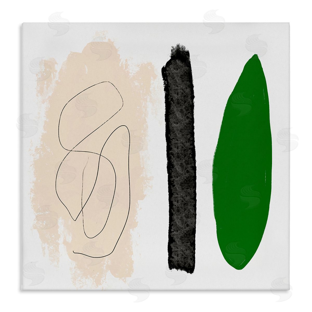 Bellassai Art Modern Abstract Nature Study Shape Collage Green Beige Stretched Canvas Wall Art Print