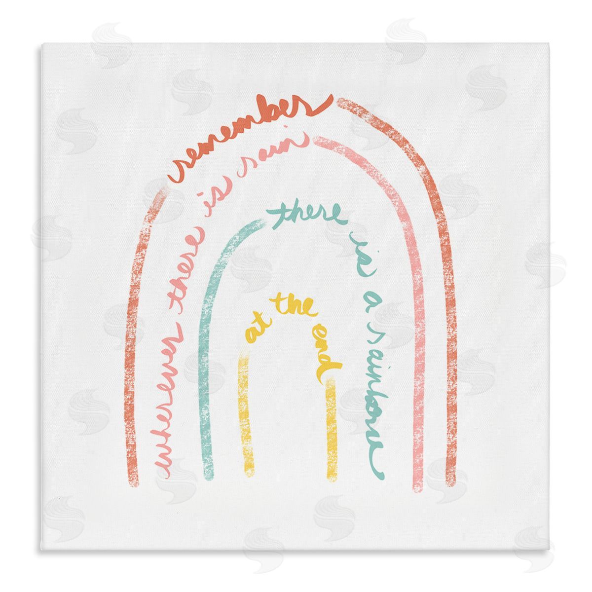 Anna Quach Remember Where There Is Rain Phrase Text Rainbow Stretched Canvas Wall Art Print