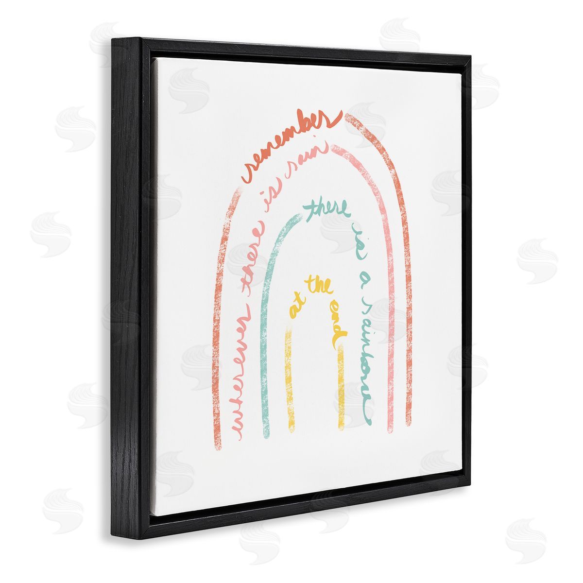 Anna Quach Remember Where There Is Rain Phrase Text Rainbow Black Floating Frame Canvas Wall Art Print