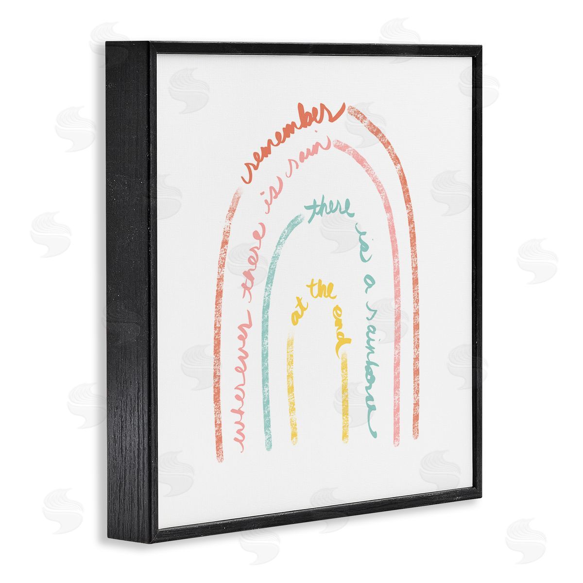 Anna Quach Remember Where There Is Rain Phrase Text Rainbow Black Framed Glicee Wall Art Print